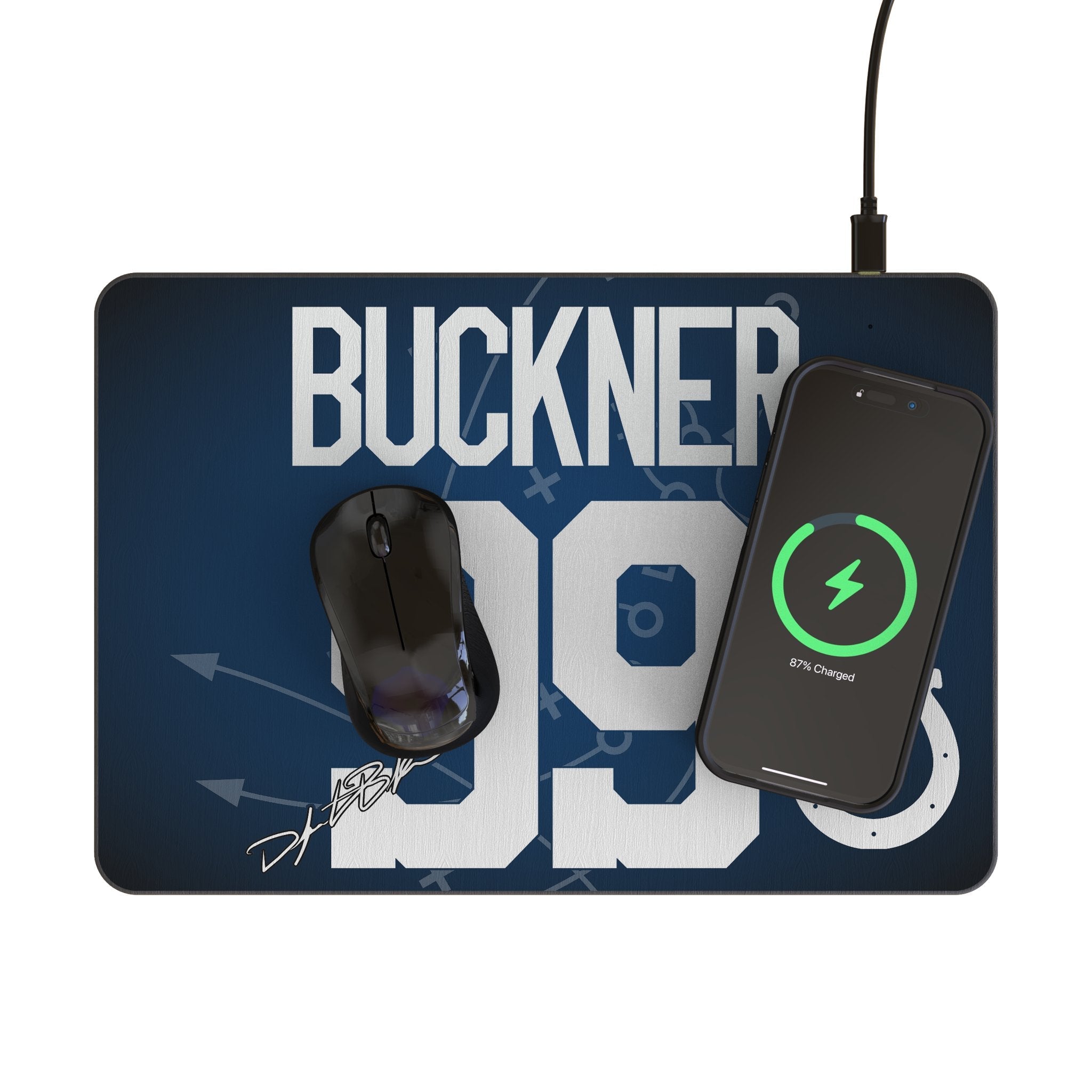 DeForest Buckner Indianapolis Colts 99 Game Tactic 15-Watt Wireless Charger and Mouse Pad - Sports Gifts, Sports Memorabilia, Sports Collectibles, Fan Shop