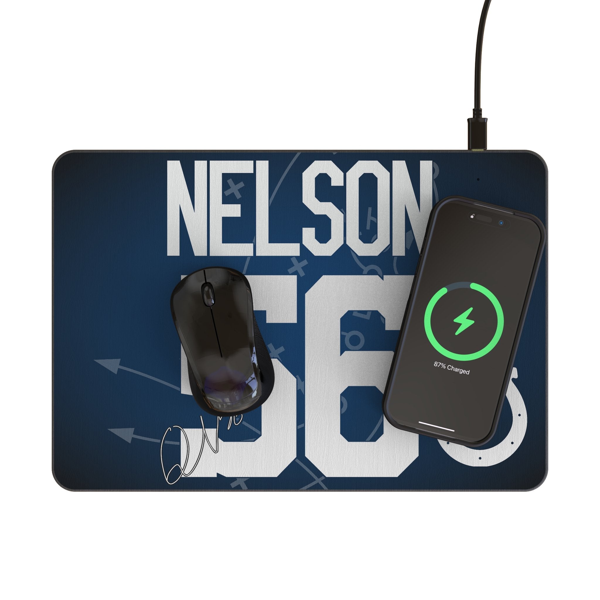 Quenton Nelson Indianapolis Colts 56 Game Tactic 15-Watt Wireless Charger and Mouse Pad - Sports Gifts, Sports Memorabilia, Sports Collectibles, Fan Shop