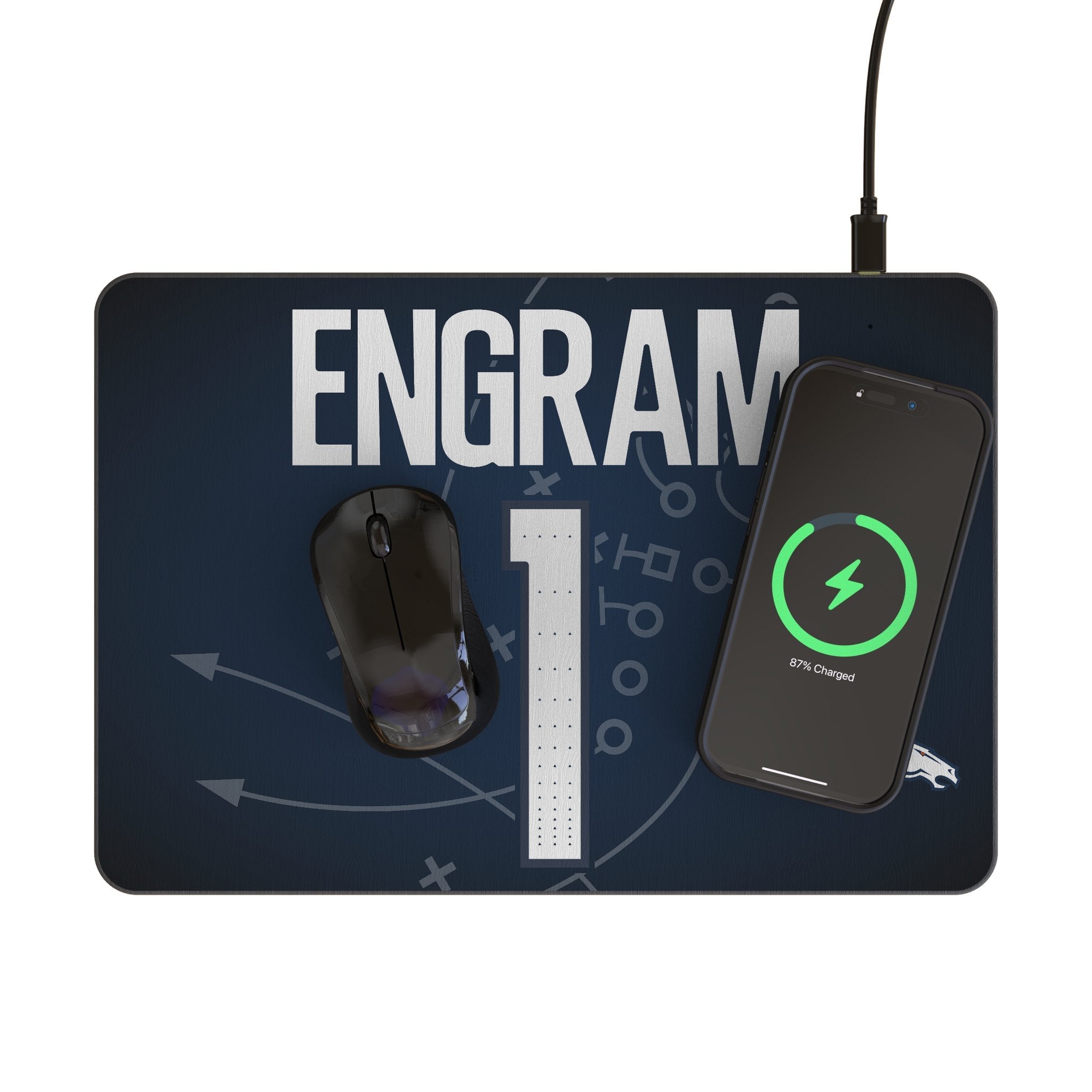 Evan Engram Denver Broncos 1 Game Tactic 15-Watt Wireless Charger and Mouse Pad - Sports Gifts, Sports Memorabilia, Sports Collectibles, Fan Shop