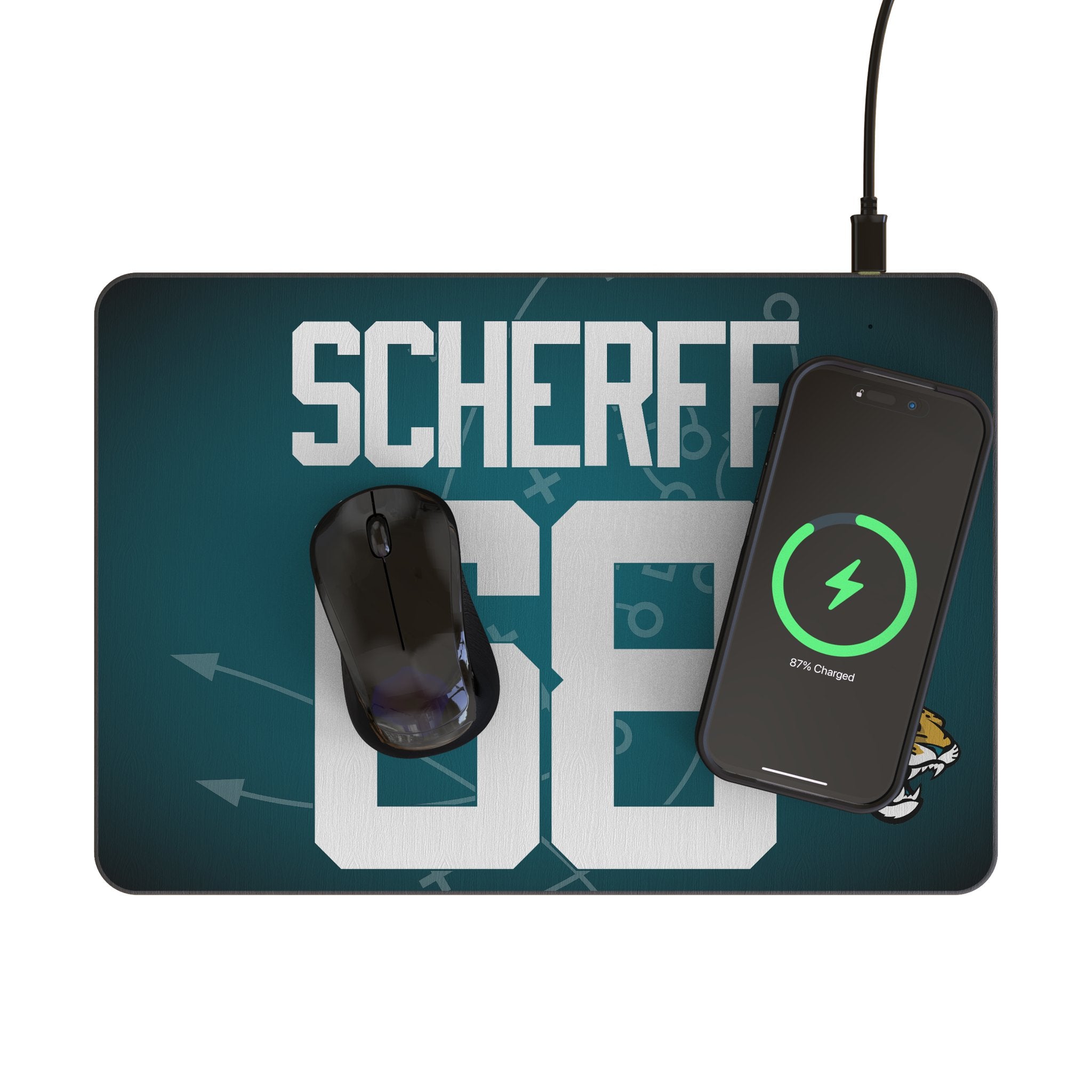 Brandon Scherff Jacksonville Jaguars 68 Game Tactic 15-Watt Wireless Charger and Mouse Pad - Sports Gifts, Sports Memorabilia, Sports Collectibles, Fan Shop