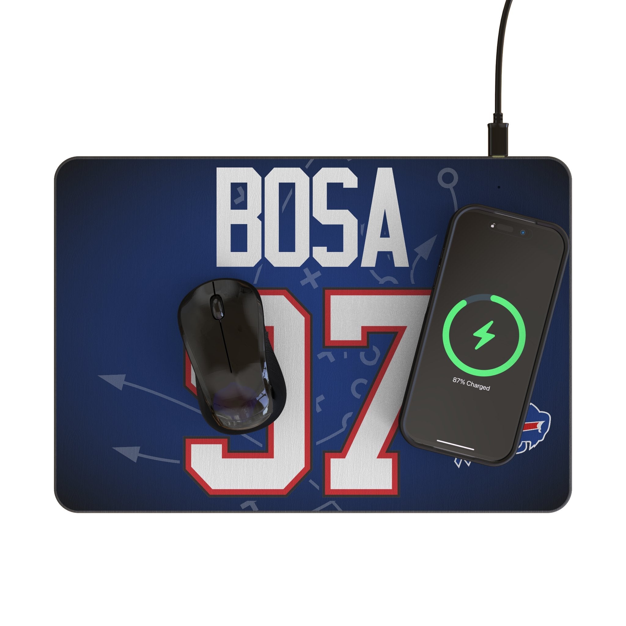 Joey Bosa Buffalo Bills 97 Game Tactic 15-Watt Wireless Charger and Mouse Pad - Sports Gifts, Sports Memorabilia, Sports Collectibles, Fan Shop