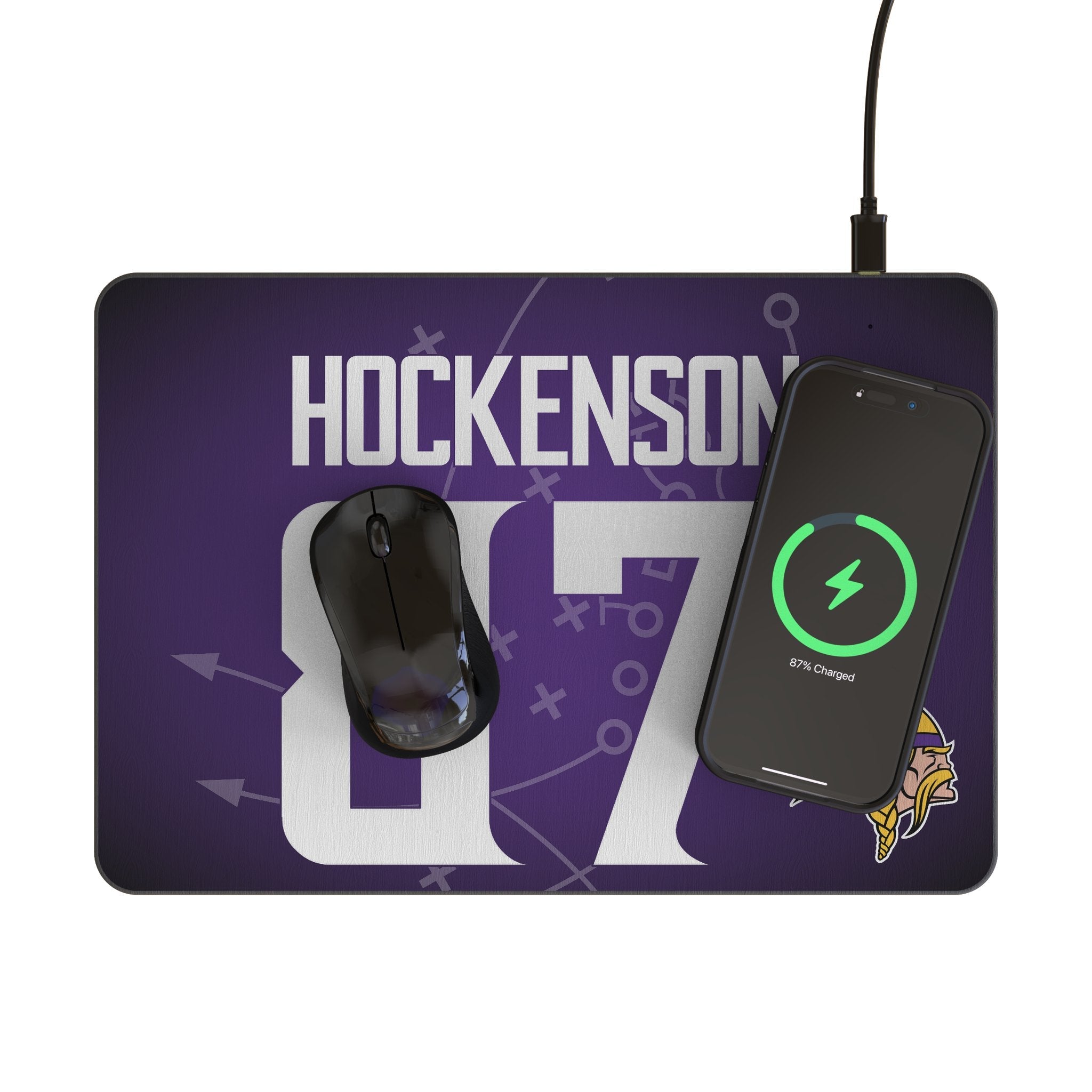 T.J. Hockenson Minnesota Vikings 87 Game Tactic 15-Watt Wireless Charger and Mouse Pad - Sports Gifts, Sports Memorabilia, Sports Collectibles, Fan Shop