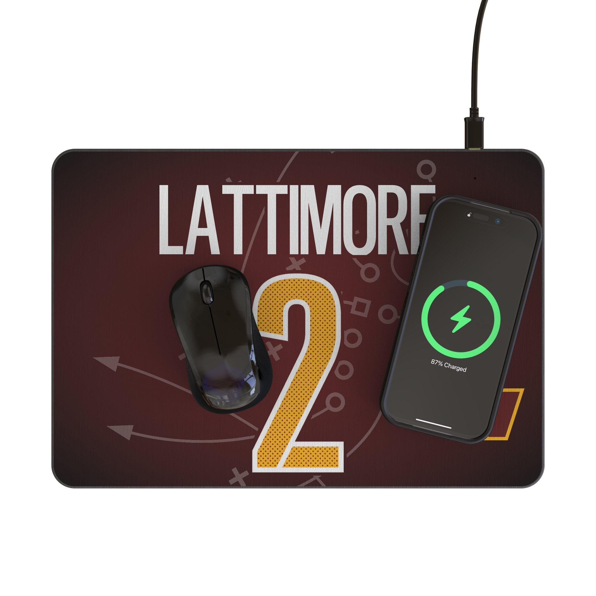 Marshon Lattimore Washington Commanders 2 Game Tactic 15-Watt Wireless Charger and Mouse Pad - Sports Gifts, Sports Memorabilia, Sports Collectibles, Fan Shop