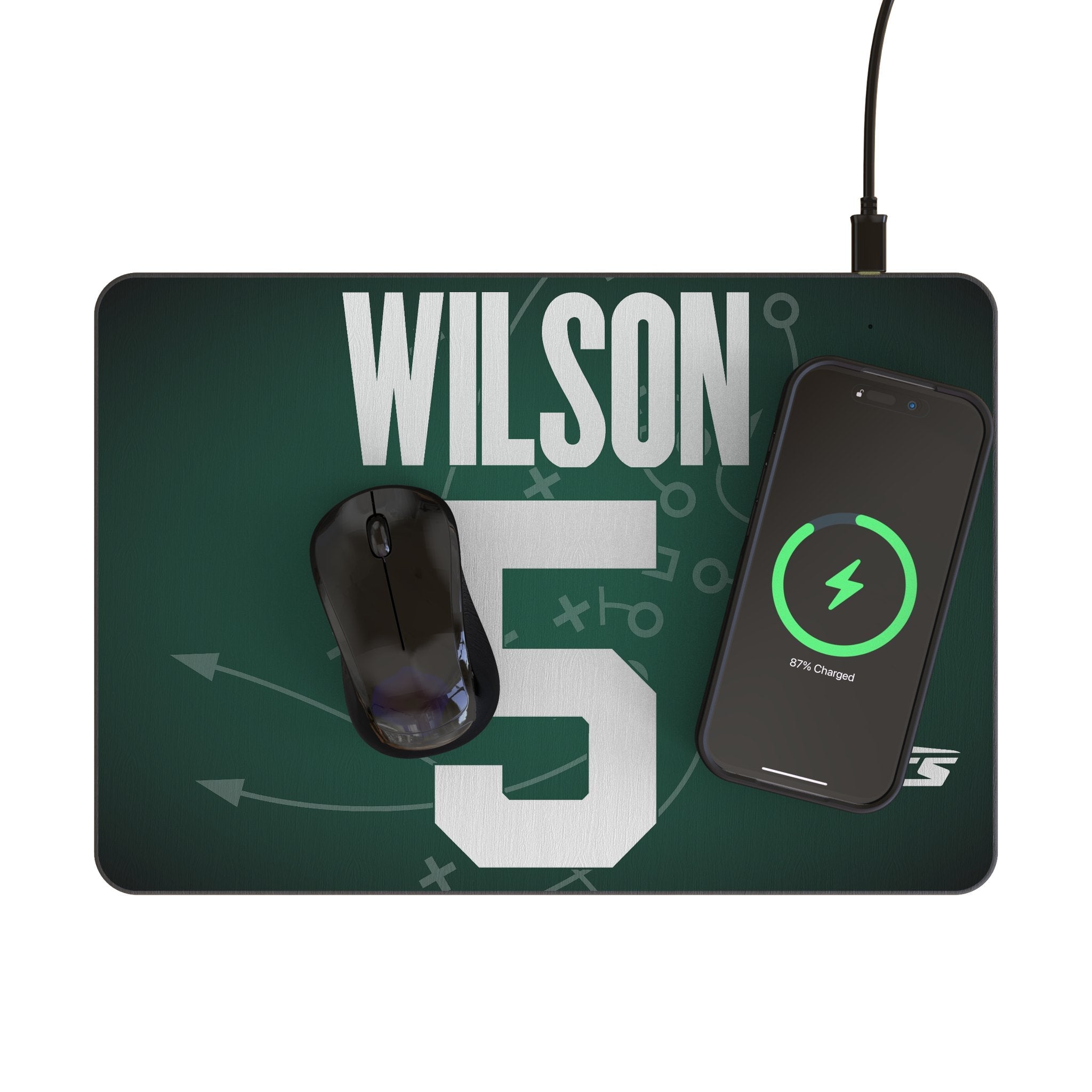 Garrett Wilson New York Jets 5 Game Tactic 15-Watt Wireless Charger and Mouse Pad - Sports Gifts, Sports Memorabilia, Sports Collectibles, Fan Shop
