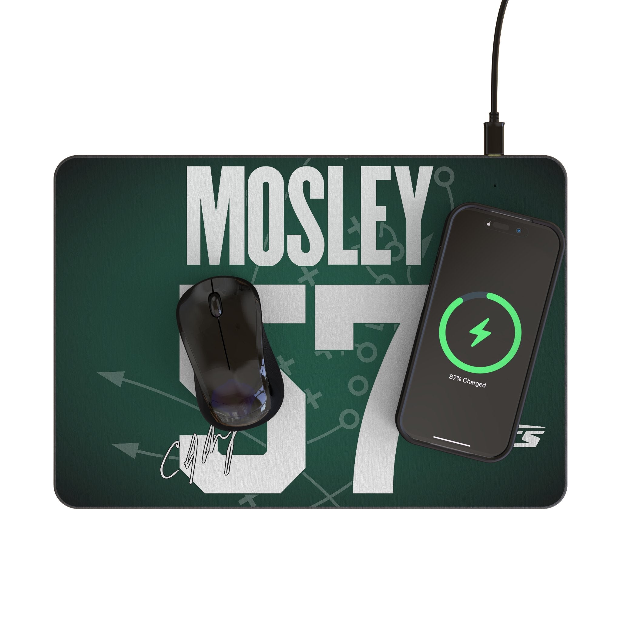 C.J. Mosley New York Jets 57 Game Tactic 15-Watt Wireless Charger and Mouse Pad - Sports Gifts, Sports Memorabilia, Sports Collectibles, Fan Shop