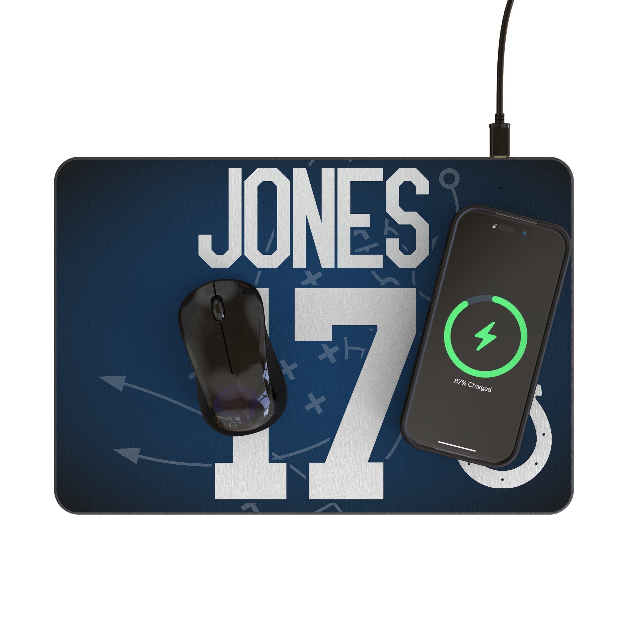 Daniel Jones Indianapolis Colts 17 Game Tactic 15-Watt Wireless Charger and Mouse Pad - Sports Gifts, Sports Memorabilia, Sports Collectibles, Fan Shop