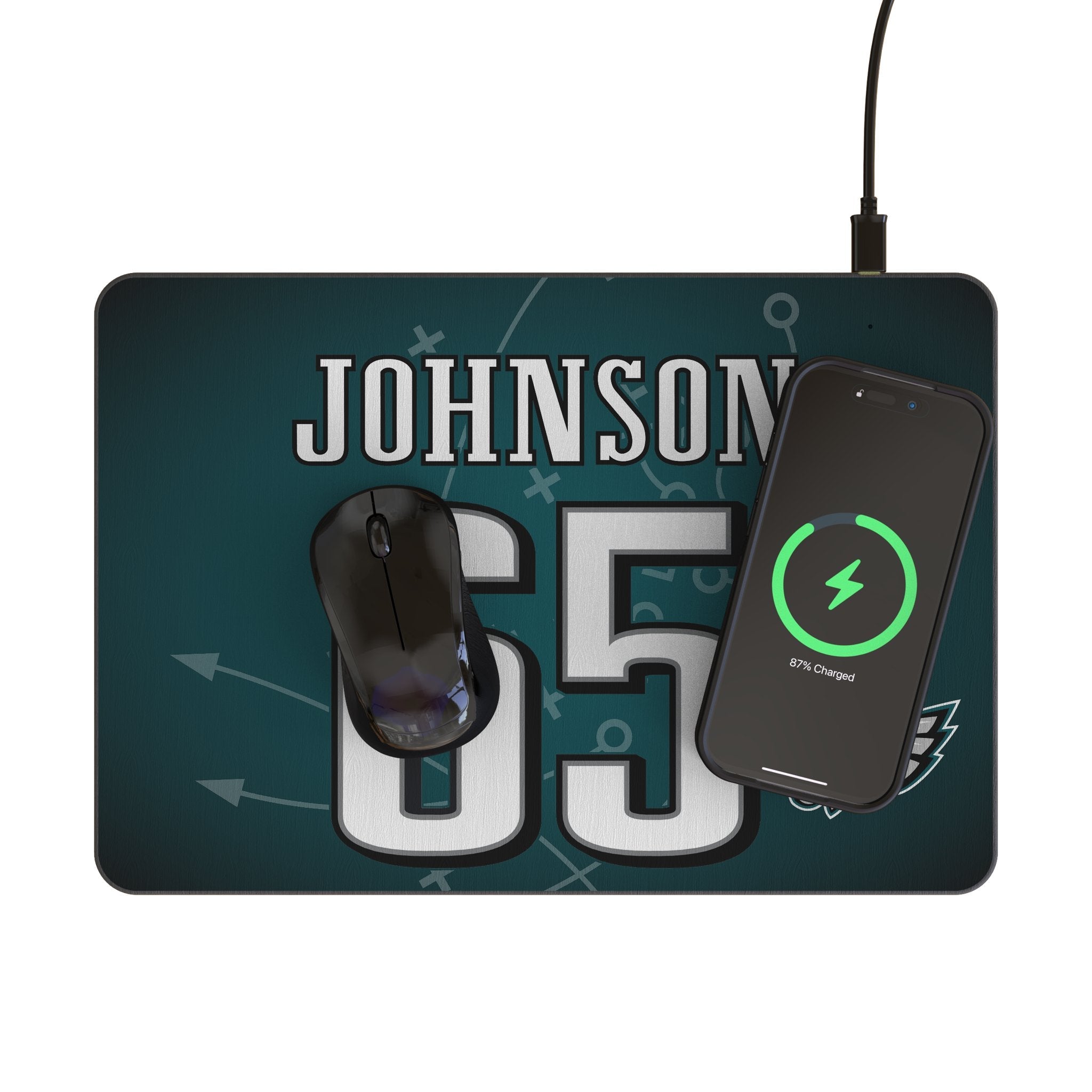 Lane Johnson Philadelphia Eagles 65 Game Tactic 15-Watt Wireless Charger and Mouse Pad - Sports Gifts, Sports Memorabilia, Sports Collectibles, Fan Shop