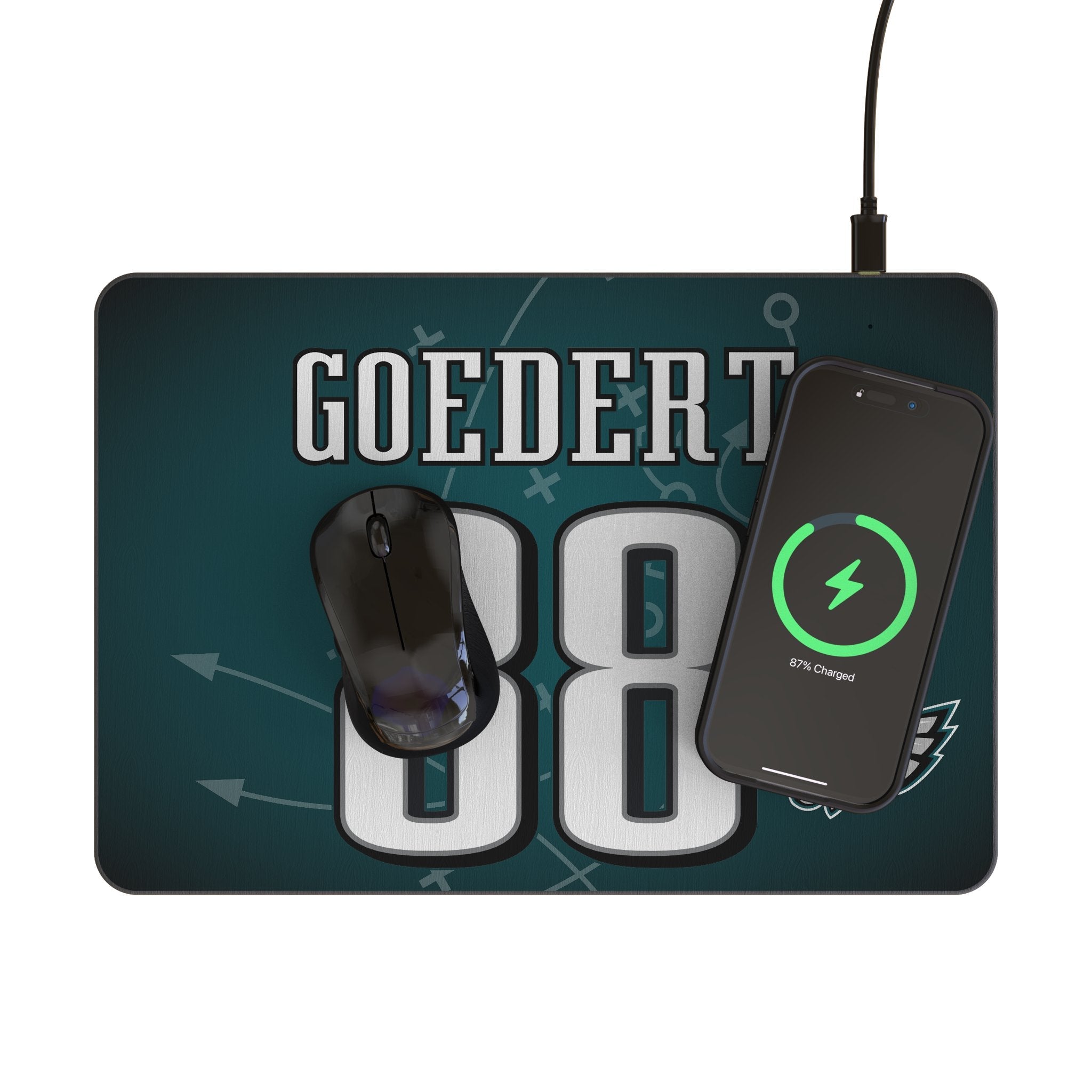 Dallas Goedert Philadelphia Eagles 88 Game Tactic 15-Watt Wireless Charger and Mouse Pad - Sports Gifts, Sports Memorabilia, Sports Collectibles, Fan Shop