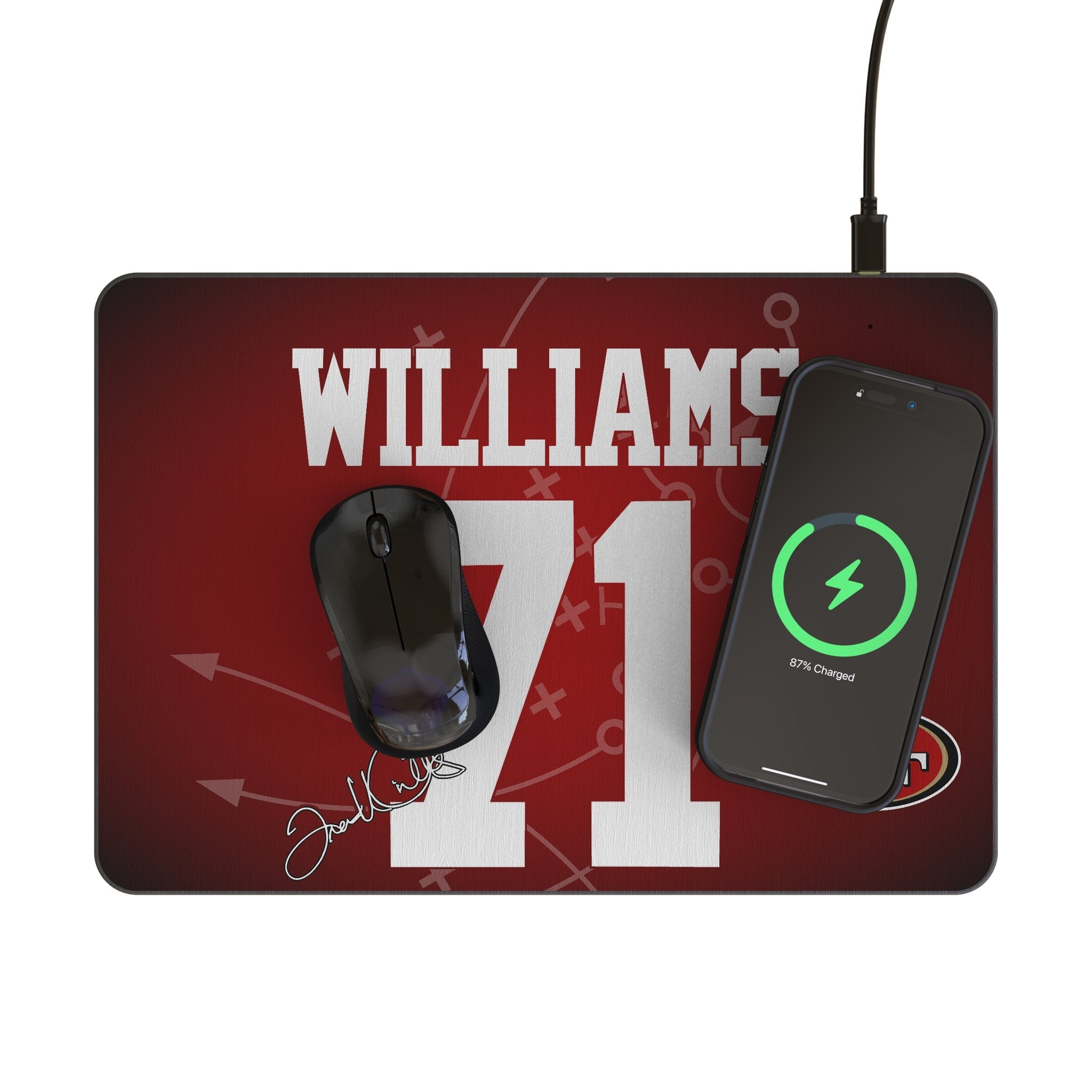 Trent Williams San Francisco 49ers 71 Game Tactic 15-Watt Wireless Charger and Mouse Pad - Sports Gifts, Sports Memorabilia, Sports Collectibles, Fan Shop