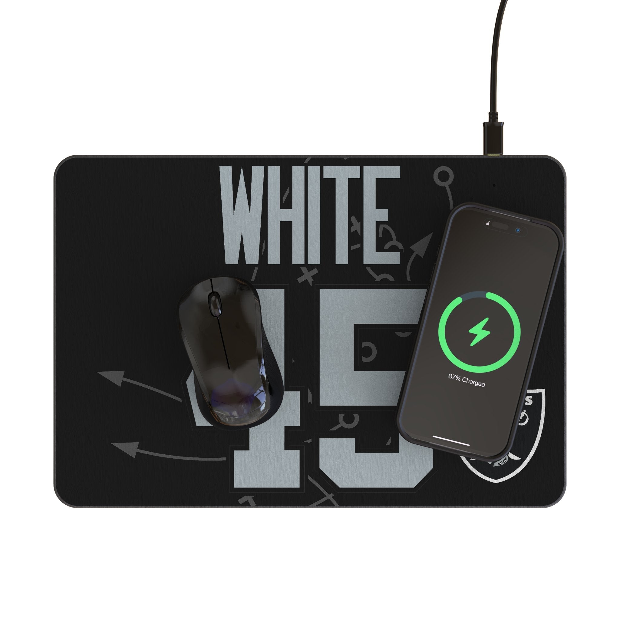 Devin White Las Vegas Raiders 45 Game Tactic 15-Watt Wireless Charger and Mouse Pad - Sports Gifts, Sports Memorabilia, Sports Collectibles, Fan Shop