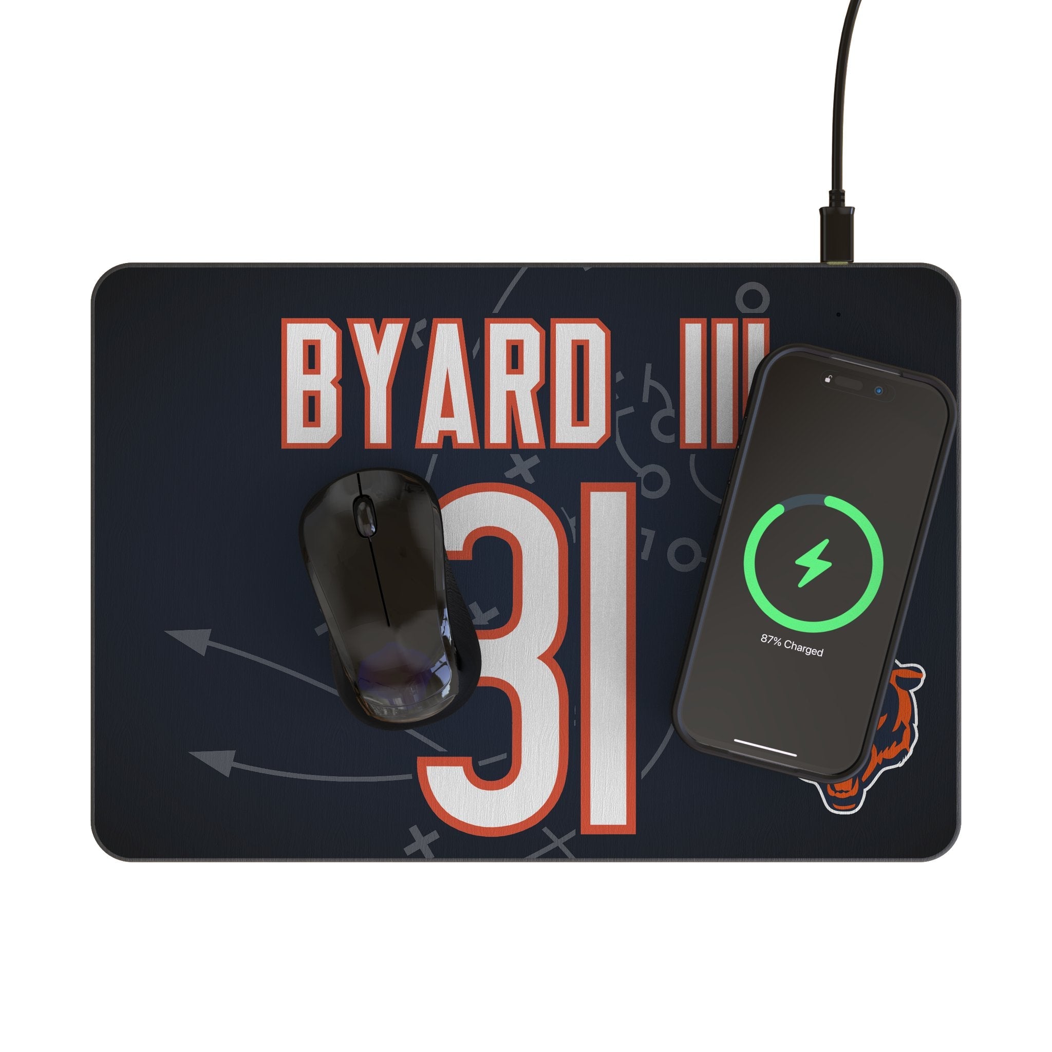 Kevin Byard III Chicago Bears 31 Game Tactic 15-Watt Wireless Charger and Mouse Pad - Sports Gifts, Sports Memorabilia, Sports Collectibles, Fan Shop