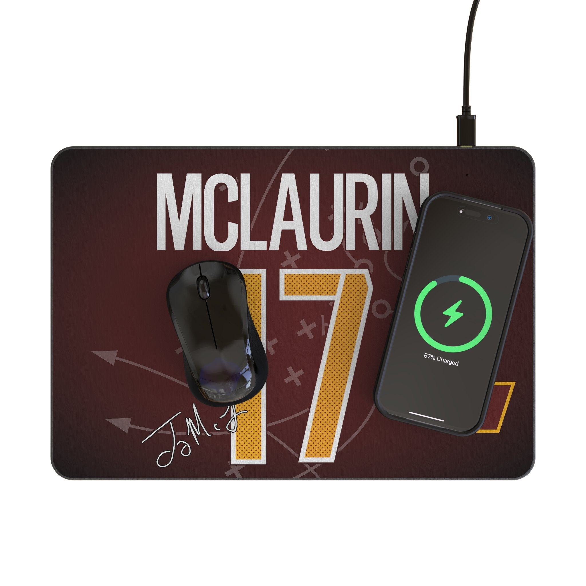 Terry McLaurin Washington Commanders 17 Game Tactic 15-Watt Wireless Charger and Mouse Pad - Sports Gifts, Sports Memorabilia, Sports Collectibles, Fan Shop