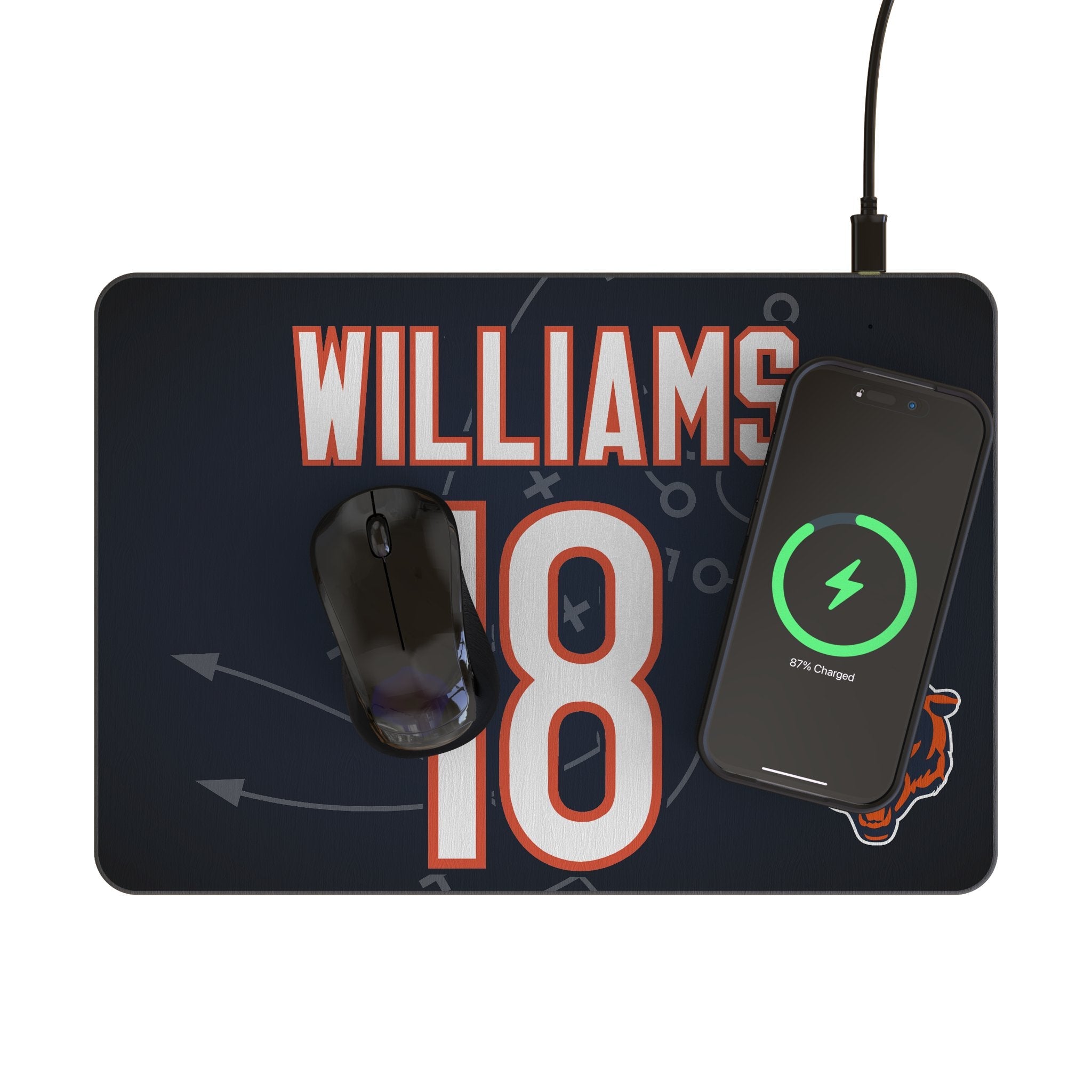 Caleb Williams Chicago Bears 18 Game Tactic 15-Watt Wireless Charger and Mouse Pad - Sports Gifts, Sports Memorabilia, Sports Collectibles, Fan Shop