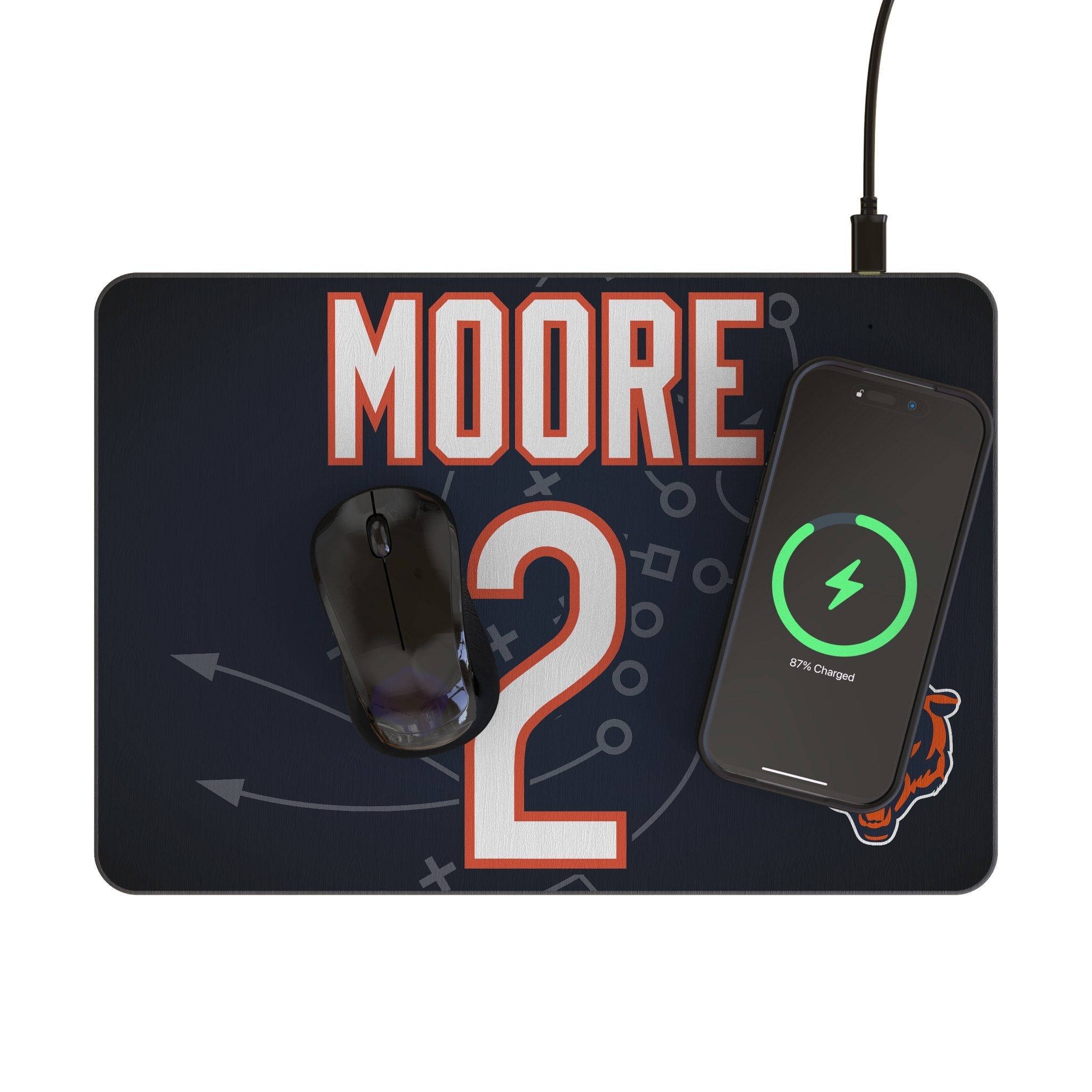 DJ Moore Chicago Bears 2 Game Tactic 15-Watt Wireless Charger and Mouse Pad - Sports Gifts, Sports Memorabilia, Sports Collectibles, Fan Shop