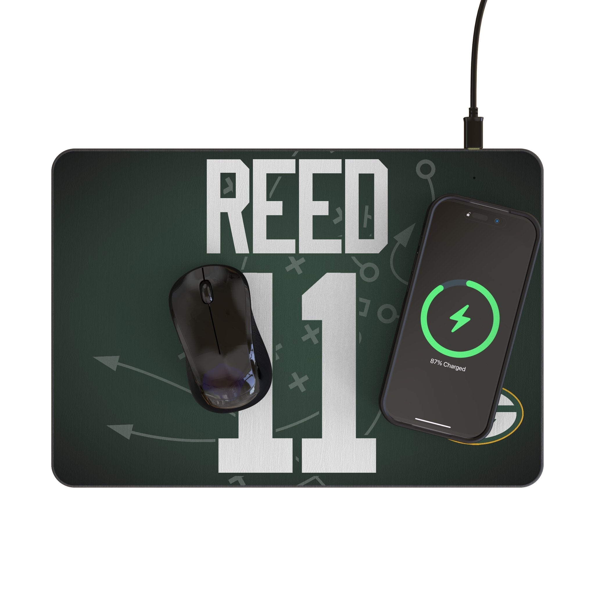 Jayden Reed Green Bay Packers 11 Game Tactic 15-Watt Wireless Charger and Mouse Pad - Sports Gifts, Sports Memorabilia, Sports Collectibles, Fan Shop