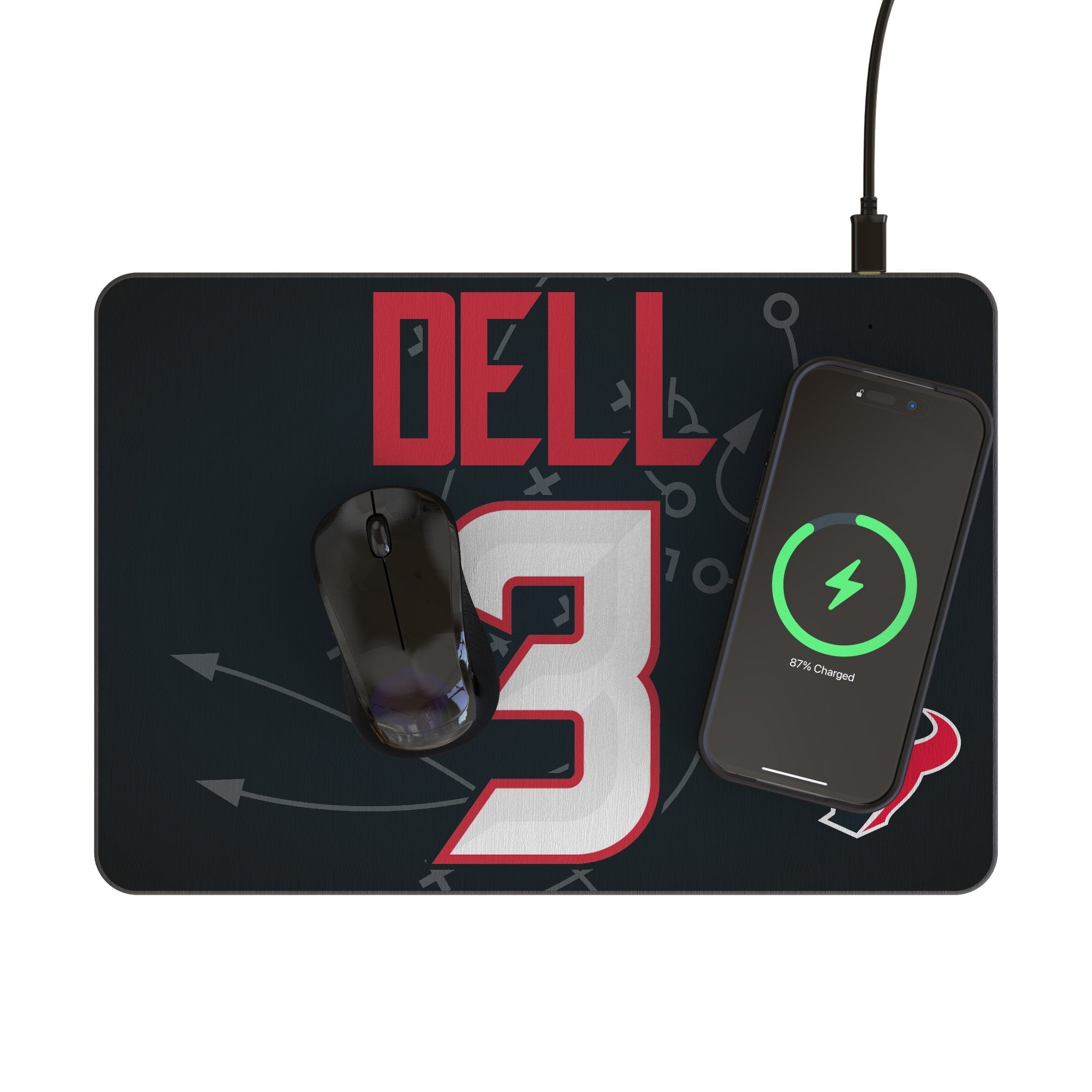 Tank Dell Houston Texans 3 Game Tactic 15-Watt Wireless Charger and Mouse Pad - Sports Gifts, Sports Memorabilia, Sports Collectibles, Fan Shop