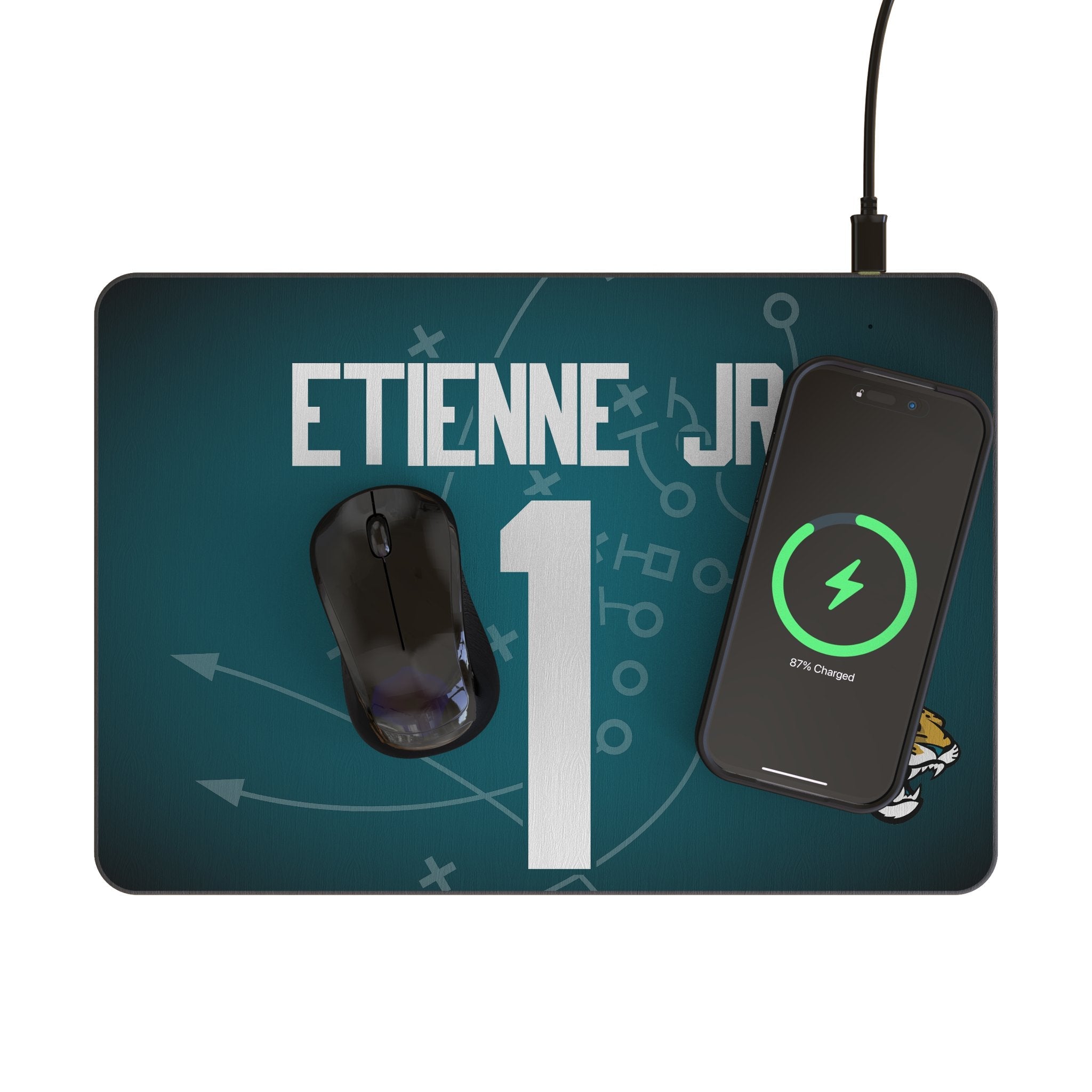 Travis Etienne Jr. Jacksonville Jaguars 1 Game Tactic 15-Watt Wireless Charger and Mouse Pad - Sports Gifts, Sports Memorabilia, Sports Collectibles, Fan Shop