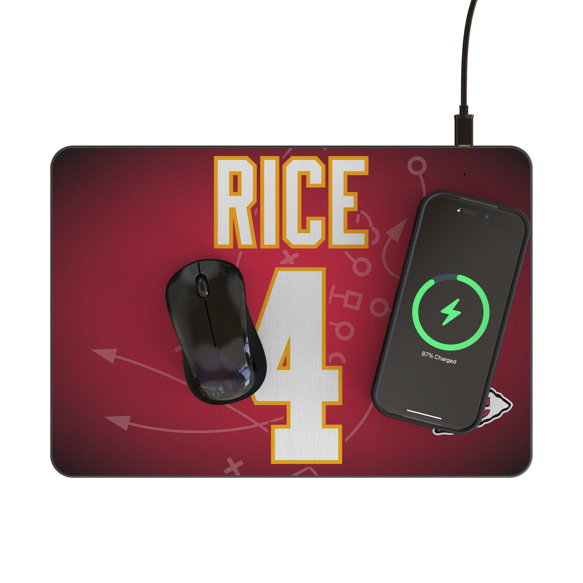 Rashee Rice Kansas City Chiefs 4 Game Tactic 15-Watt Wireless Charger and Mouse Pad - Sports Gifts, Sports Memorabilia, Sports Collectibles, Fan Shop