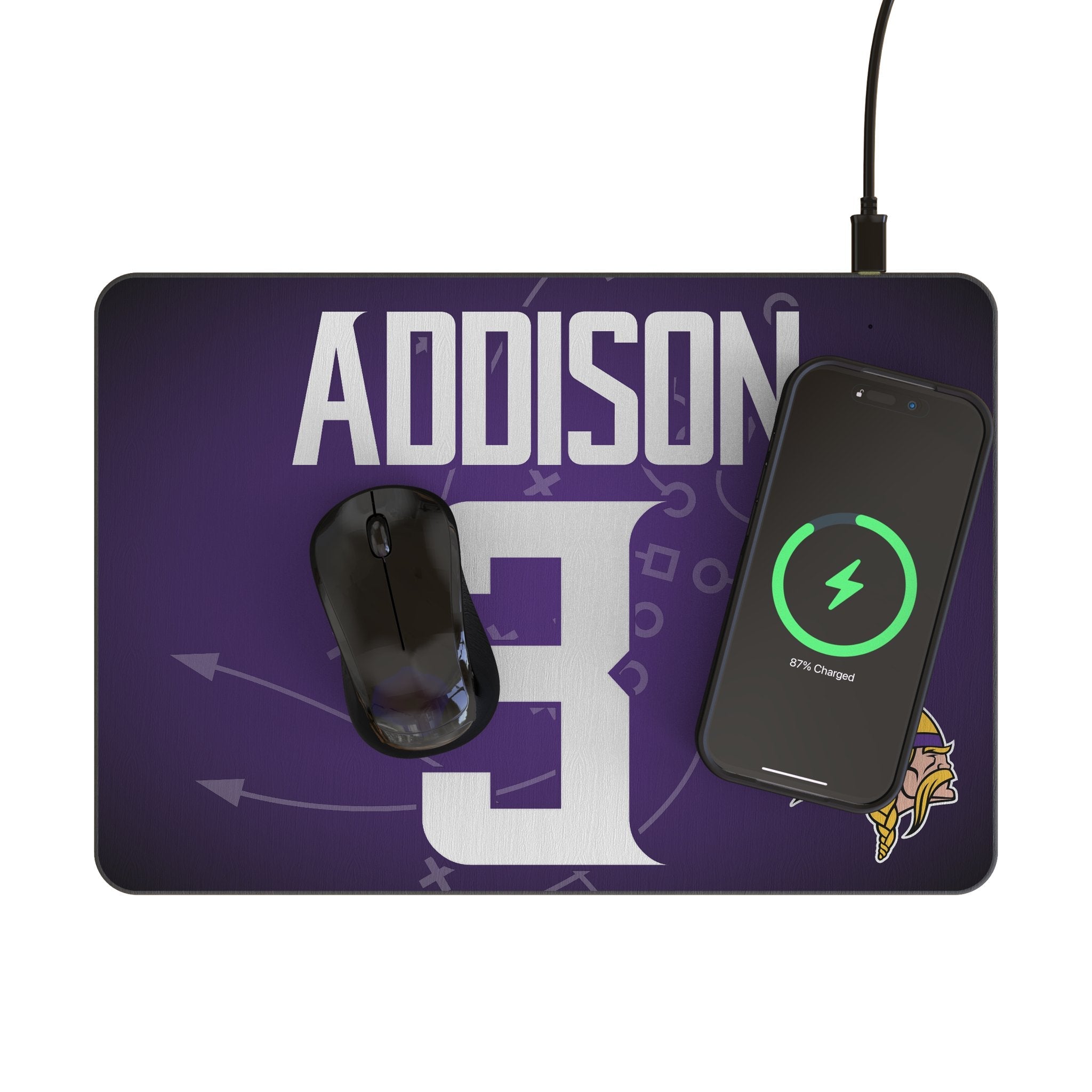 Jordan Addison Minnesota Vikings 3 Game Tactic 15-Watt Wireless Charger and Mouse Pad - Sports Gifts, Sports Memorabilia, Sports Collectibles, Fan Shop