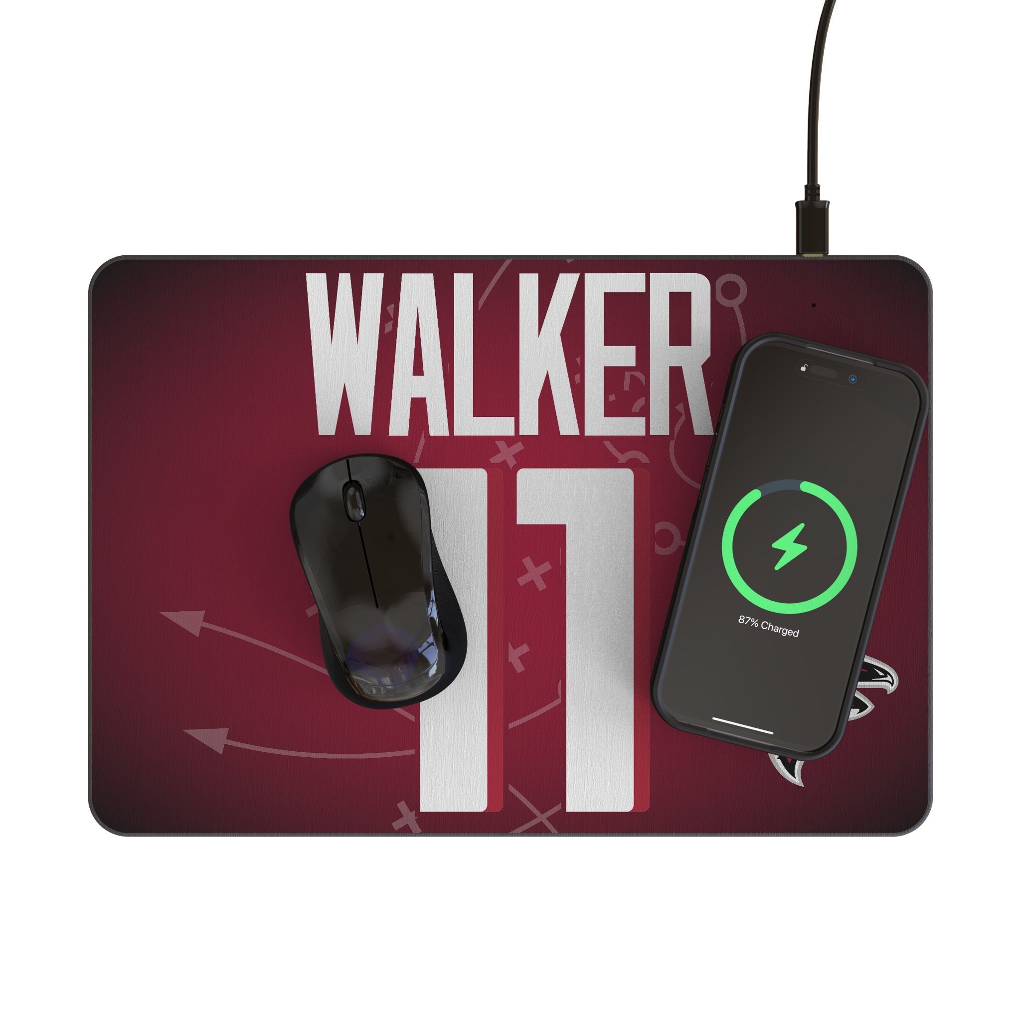 Jalon Walker Atlanta Falcons 11 Game Tactic 15-Watt Wireless Charger and Mouse Pad - Sports Gifts, Sports Memorabilia, Sports Collectibles, Fan Shop