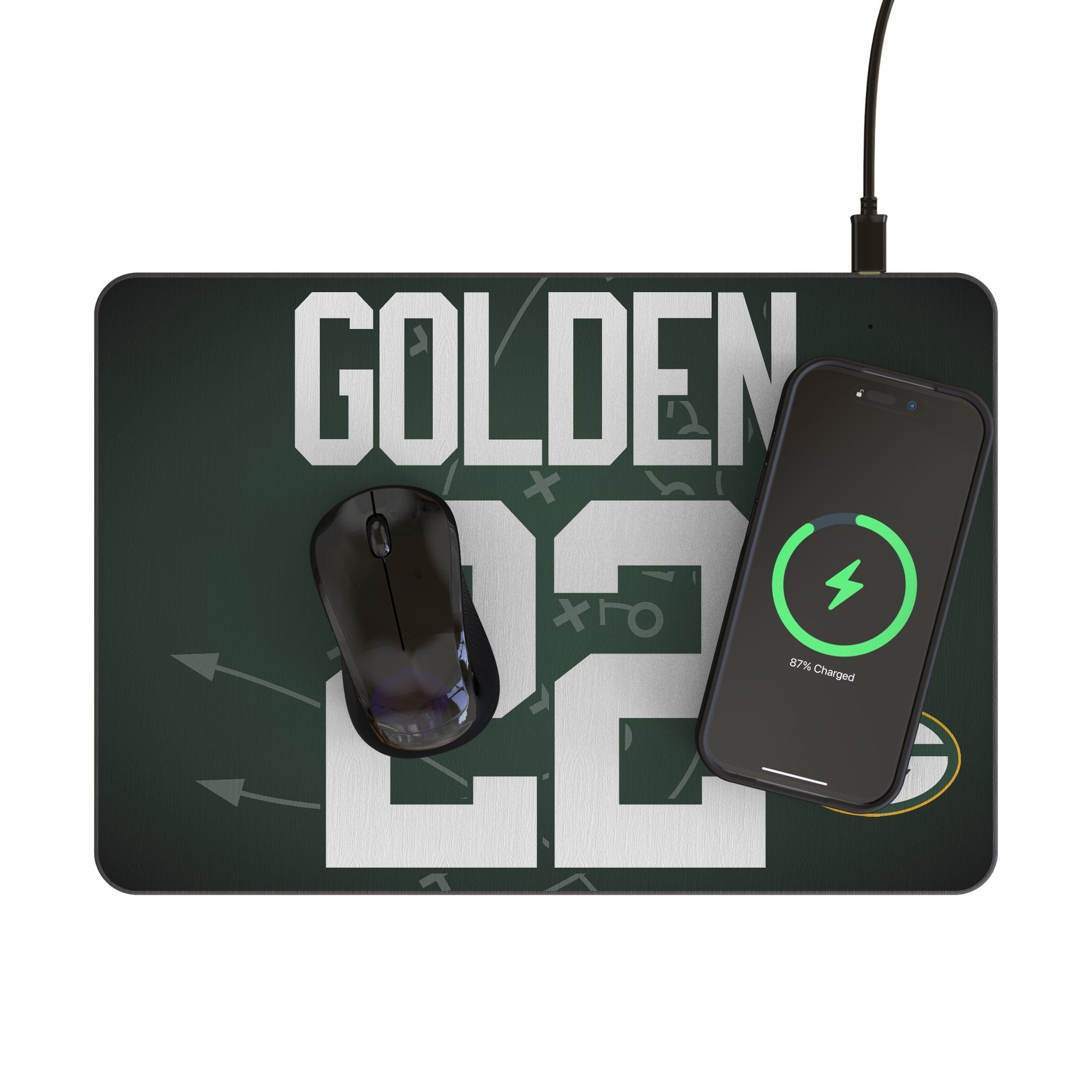 Matthew Golden Green Bay Packers 22 Game Tactic 15-Watt Wireless Charger and Mouse Pad - Sports Gifts, Sports Memorabilia, Sports Collectibles, Fan Shop