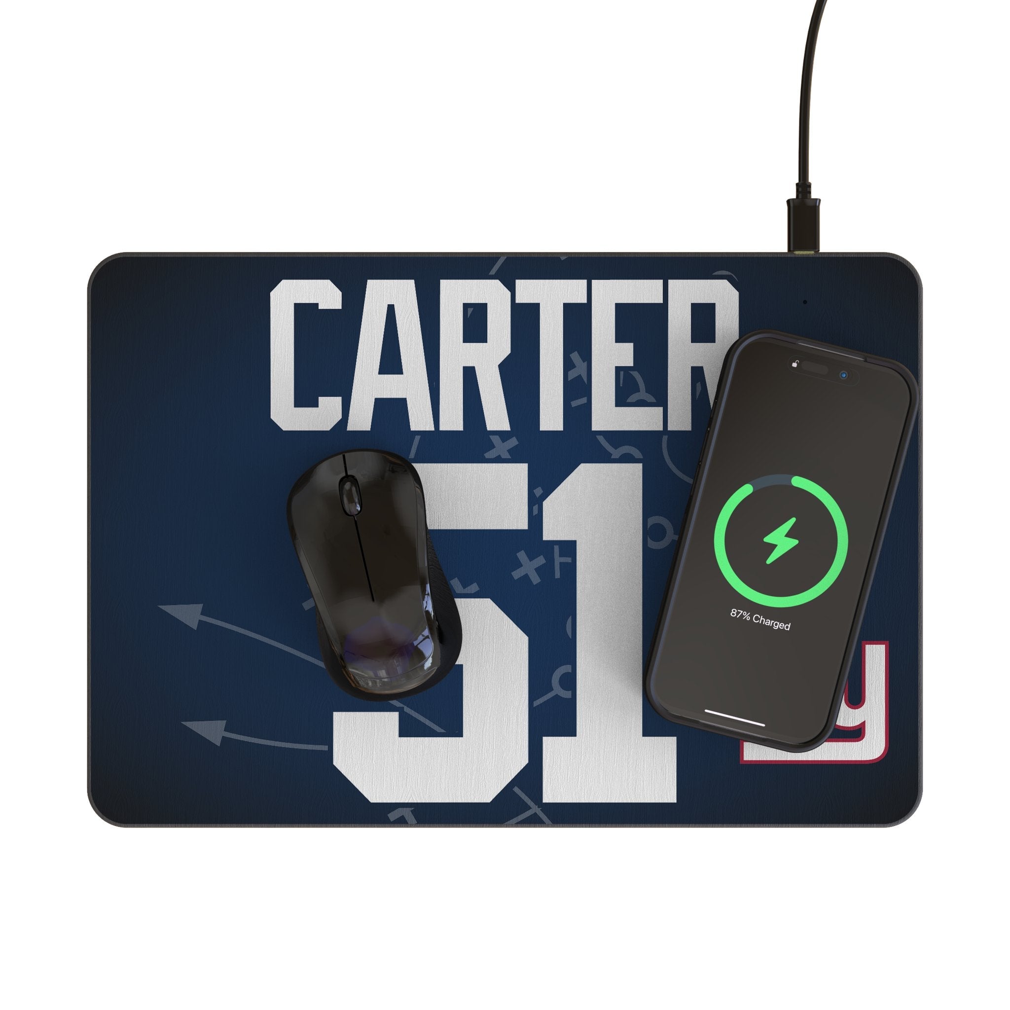 Abdul Carter New York Giants 51 Game Tactic 15-Watt Wireless Charger and Mouse Pad - Sports Gifts, Sports Memorabilia, Sports Collectibles, Fan Shop