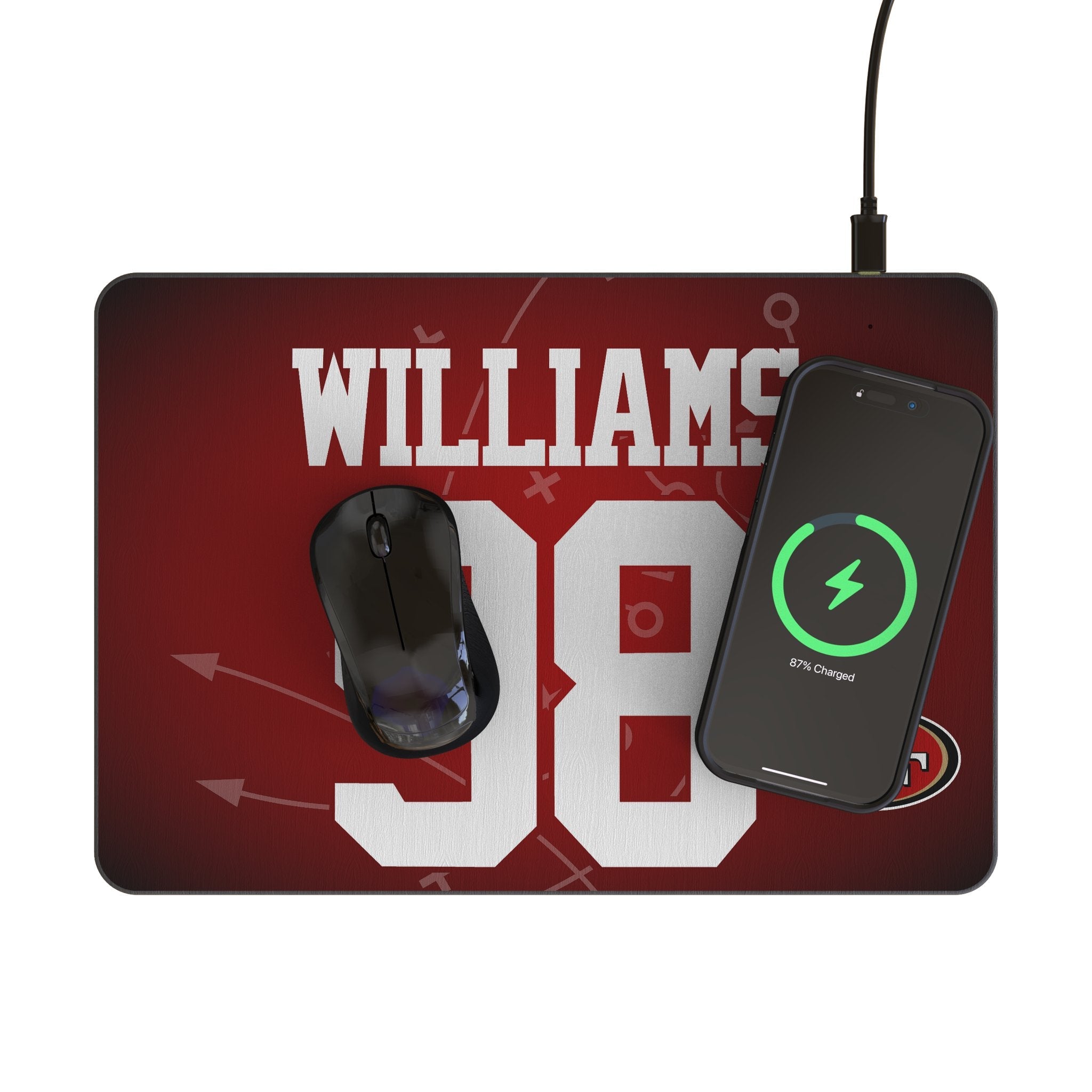 Mykel Williams San Francisco 49ers 98 Game Tactic 15-Watt Wireless Charger and Mouse Pad - Sports Gifts, Sports Memorabilia, Sports Collectibles, Fan Shop