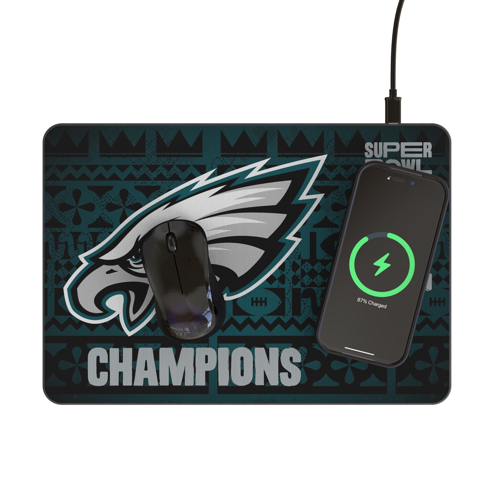 Philadelphia Eagles 2025 Super Bowl 15-Watt Wireless Charger and Mouse Pad - Sports Gifts, Sports Memorabilia, Sports Collectibles, Fan Shop