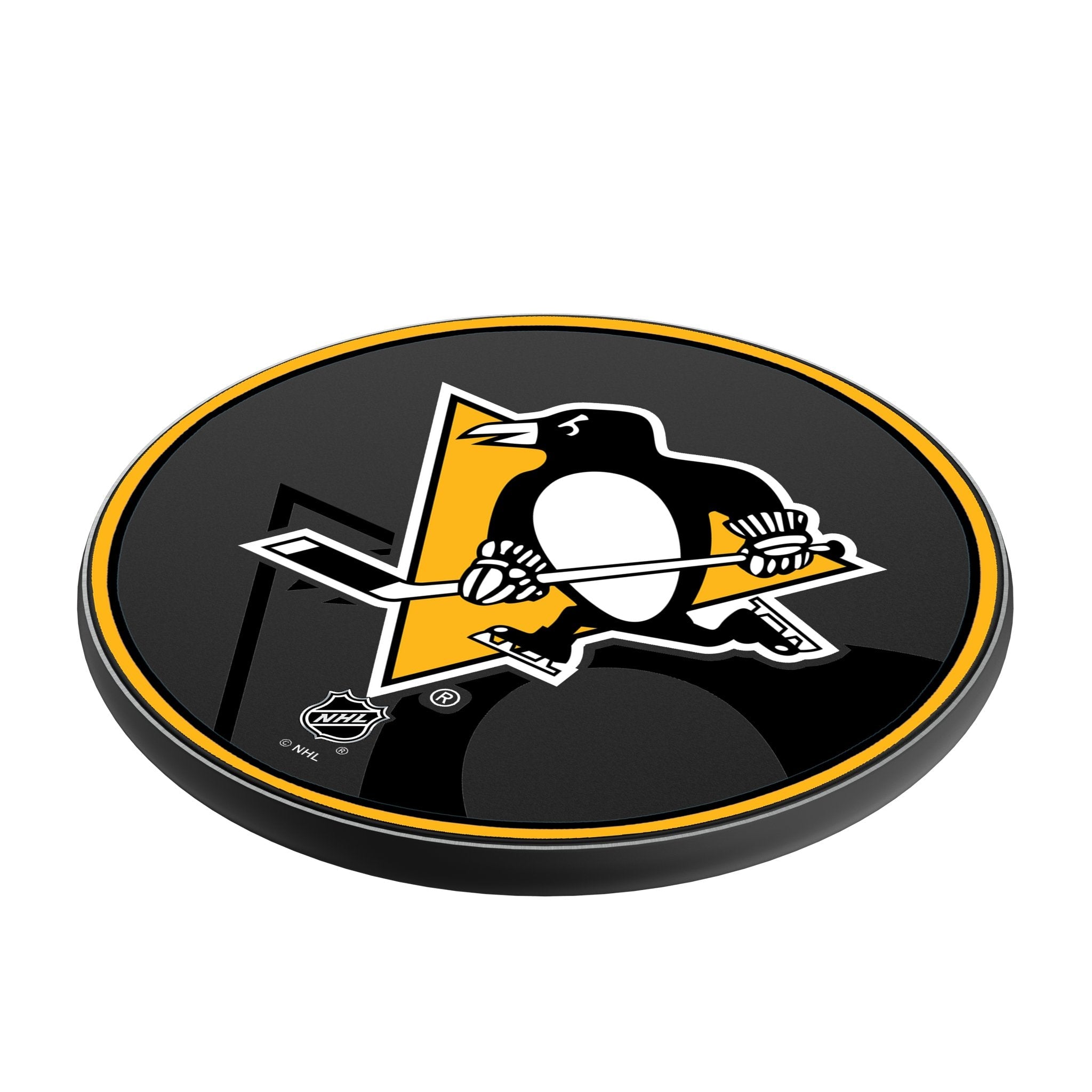 Pittsburgh Penguins Monocolor Tilt 15-Watt Wireless Charger - Sports Gifts, Sports Memorabilia, Sports Collectibles, Fan Shop