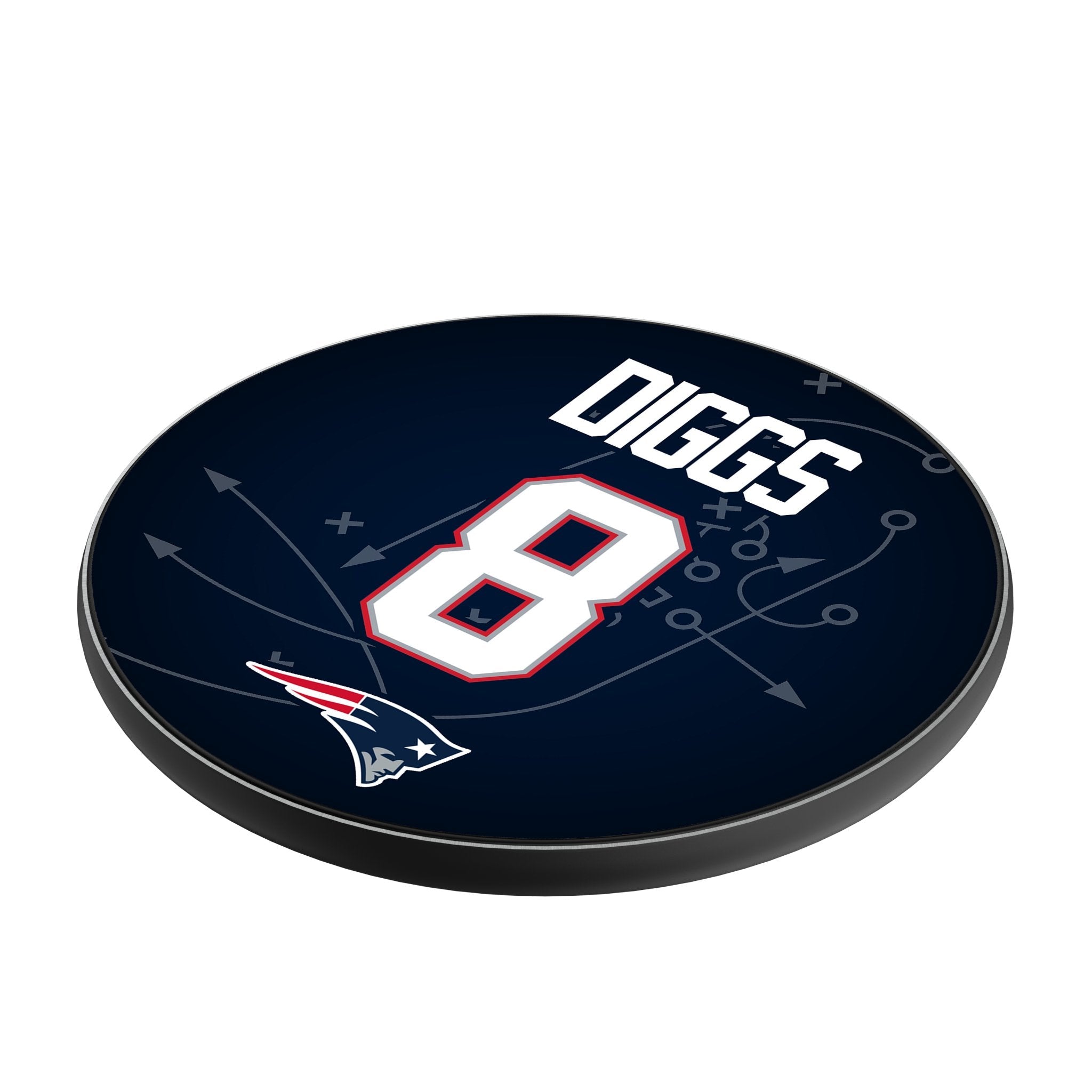 Stefon Diggs New England Patriots 8 Game Tactic 15-Watt Wireless Charger - Sports Gifts, Sports Memorabilia, Sports Collectibles, Fan Shop