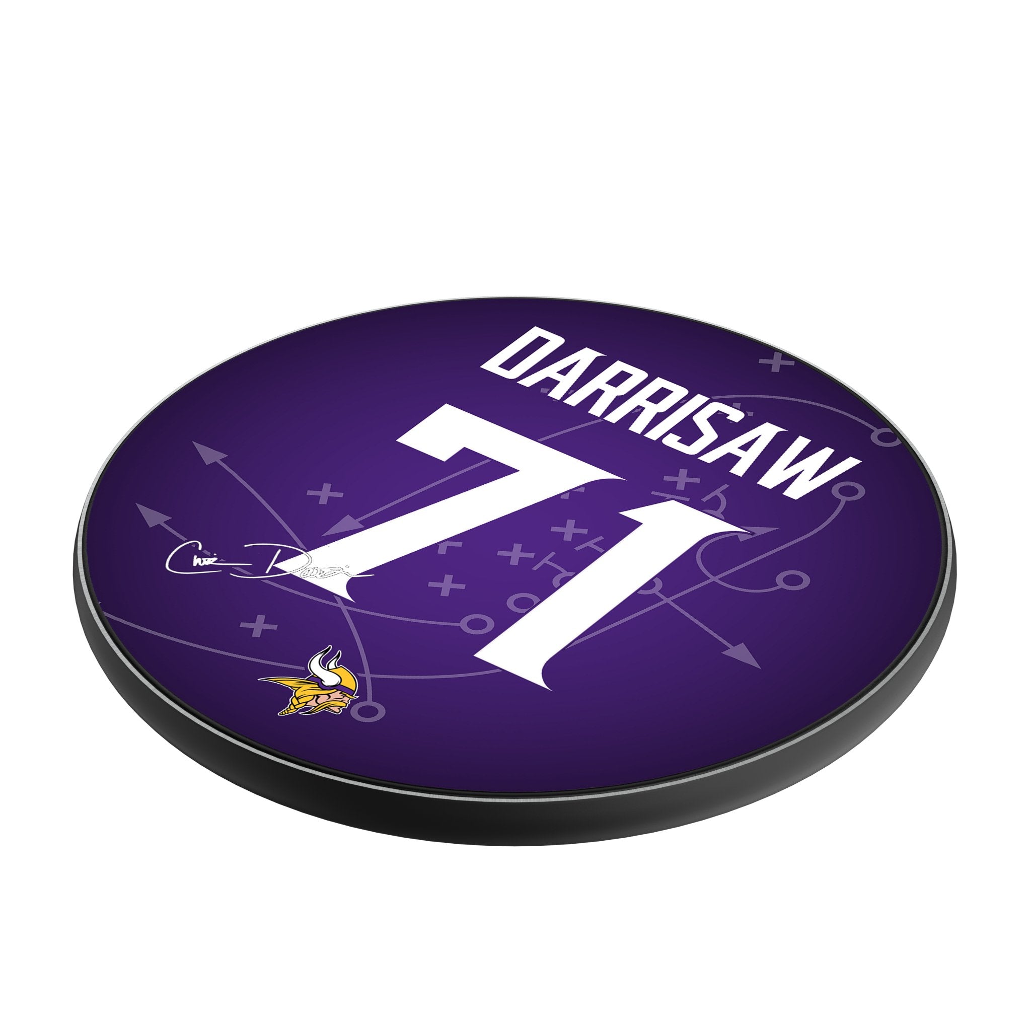 Christian Darrisaw Minnesota Vikings 71 Ready 15-Watt Wireless Charger - Sports Gifts, Sports Memorabilia, Sports Collectibles, Fan Shop