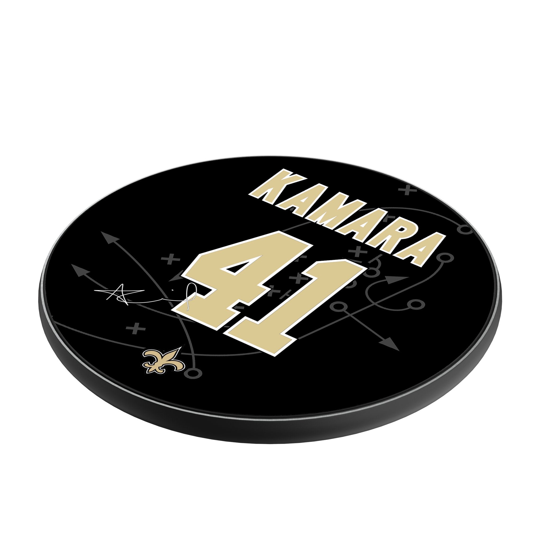 Alvin Kamara New Orleans Saints 41 Ready 15-Watt Wireless Charger - Sports Gifts, Sports Memorabilia, Sports Collectibles, Fan Shop