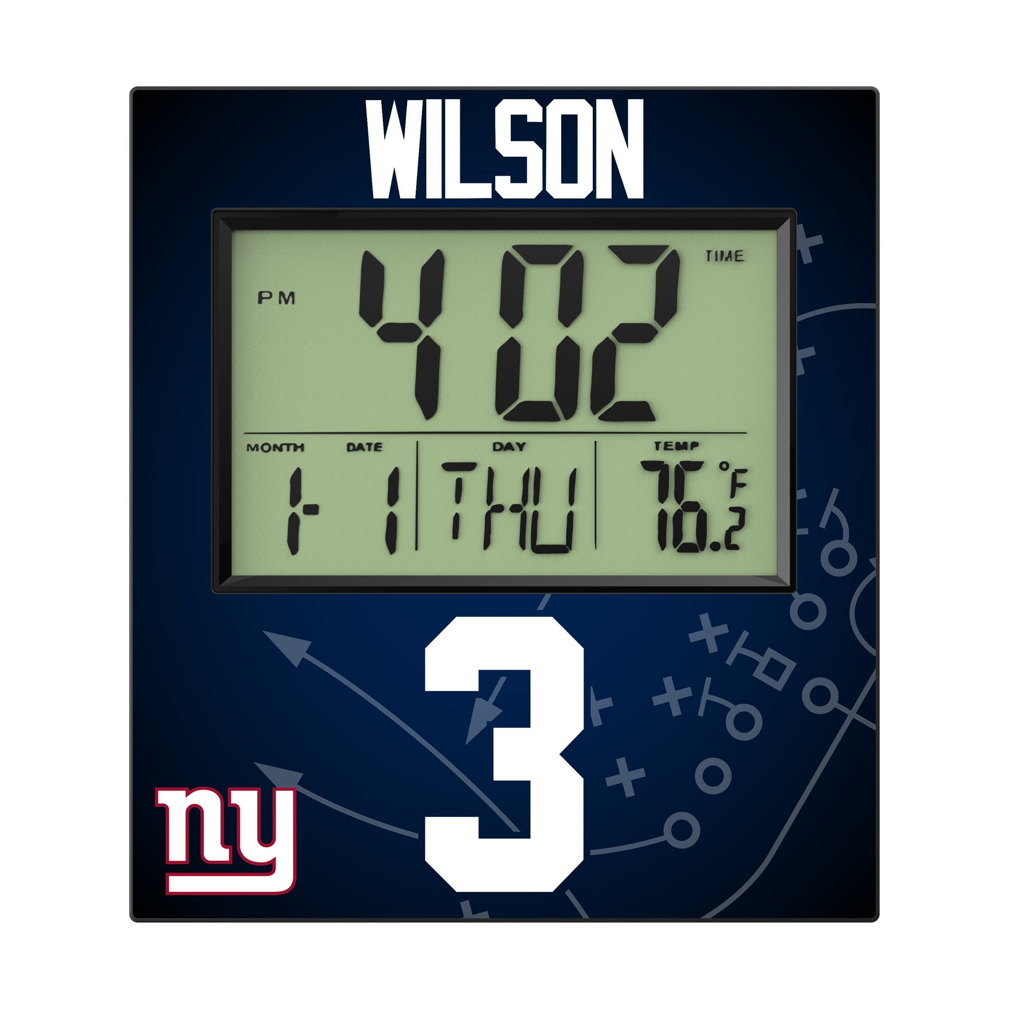 Russell Wilson New York Giants 3 Game Tactic Wall Clock - Sports Gifts, Sports Memorabilia, Sports Collectibles, Fan Shop
