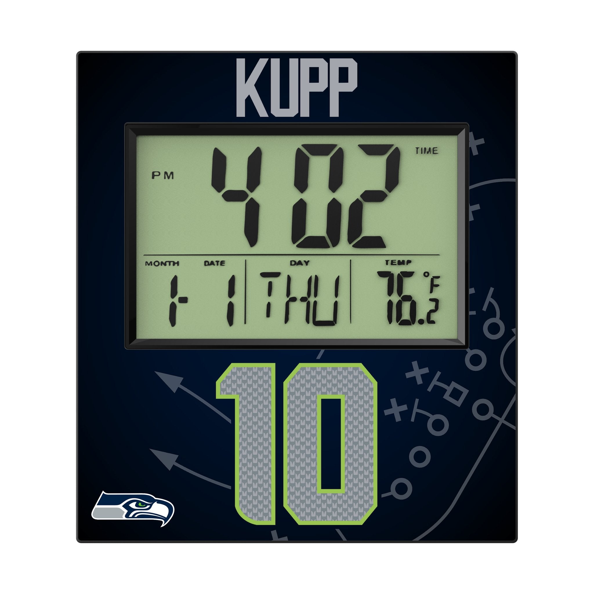 Cooper Kupp Seattle Seahawks 10 Game Tactic Wall Clock - Sports Gifts, Sports Memorabilia, Sports Collectibles, Fan Shop