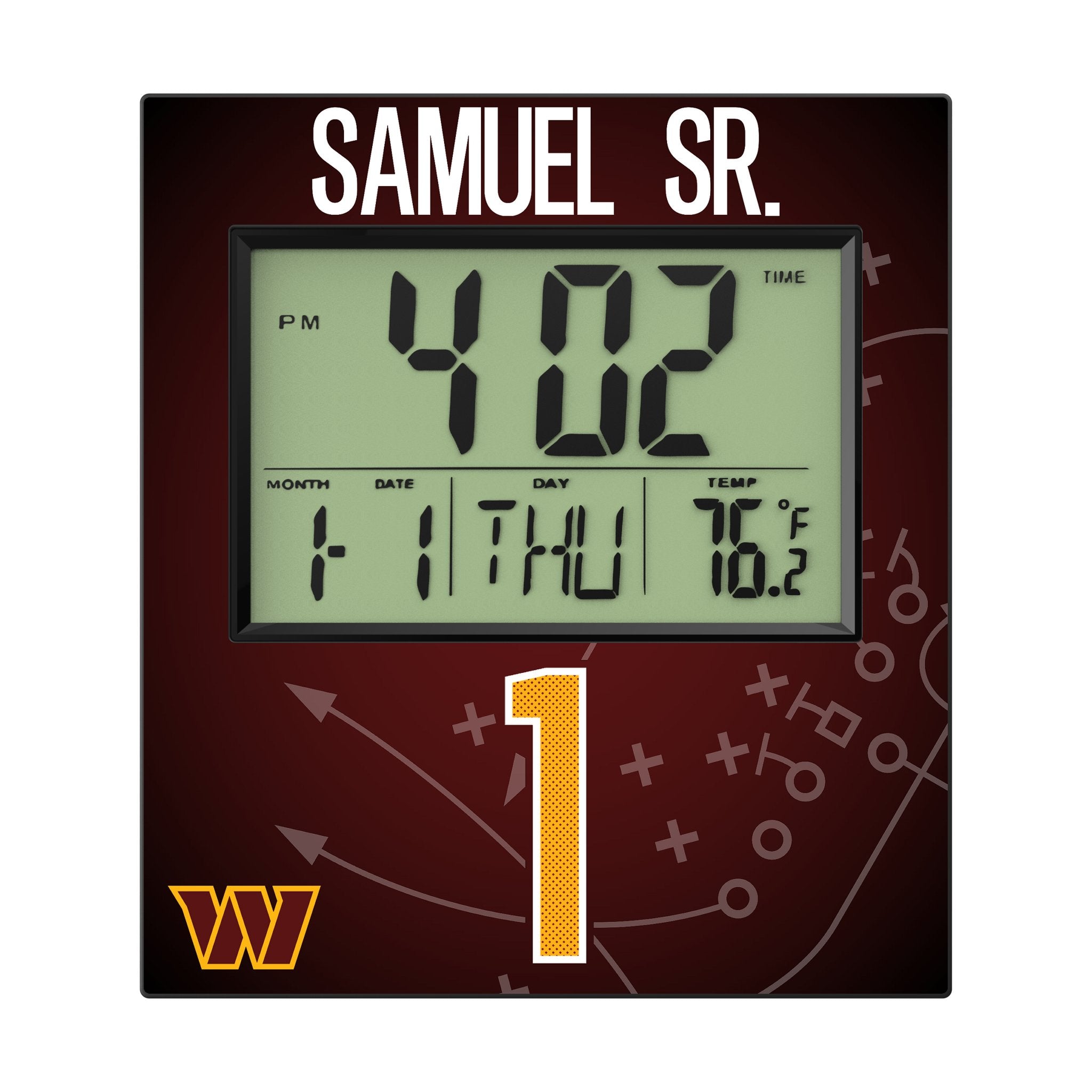 Deebo Samuel Sr. Washington Commanders 1 Game Tactic Wall Clock - Sports Gifts, Sports Memorabilia, Sports Collectibles, Fan Shop