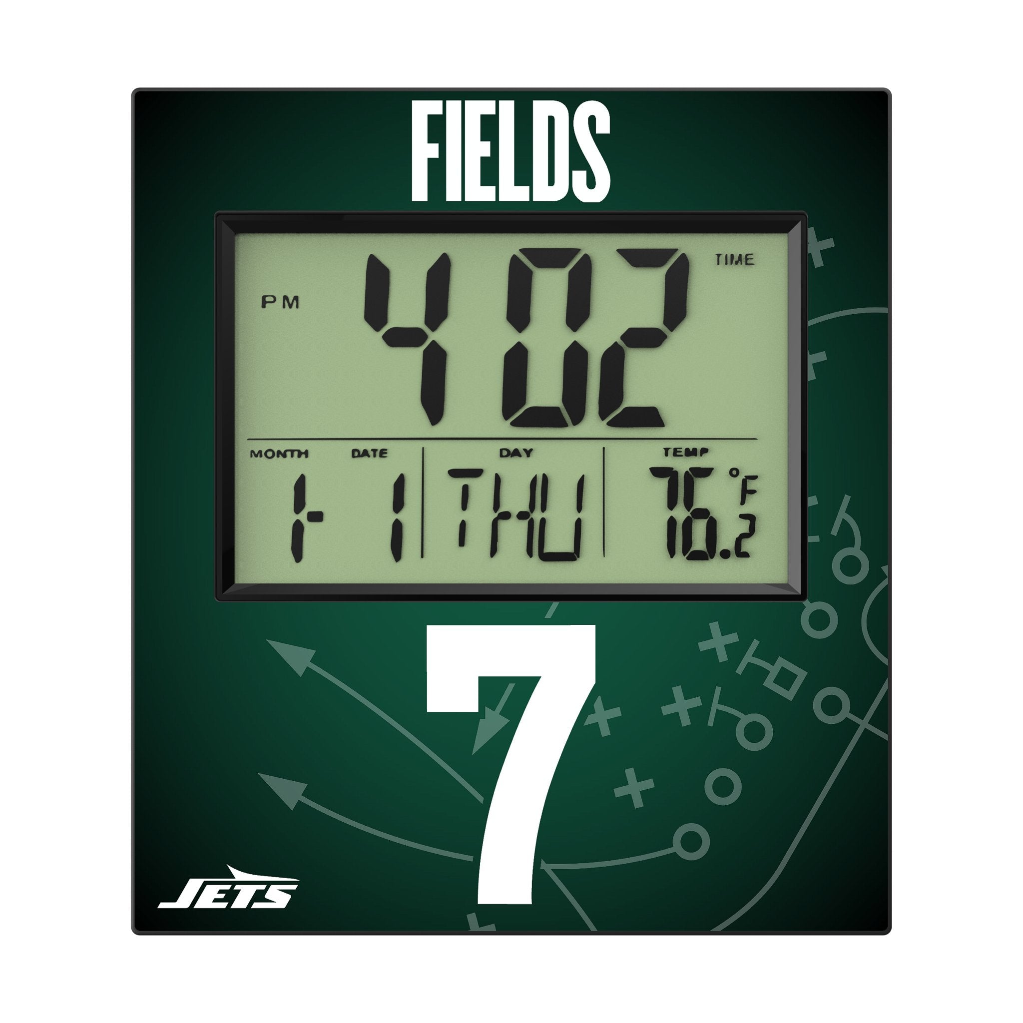 Justin Fields New York Jets 7 Game Tactic Wall Clock - Sports Gifts, Sports Memorabilia, Sports Collectibles, Fan Shop
