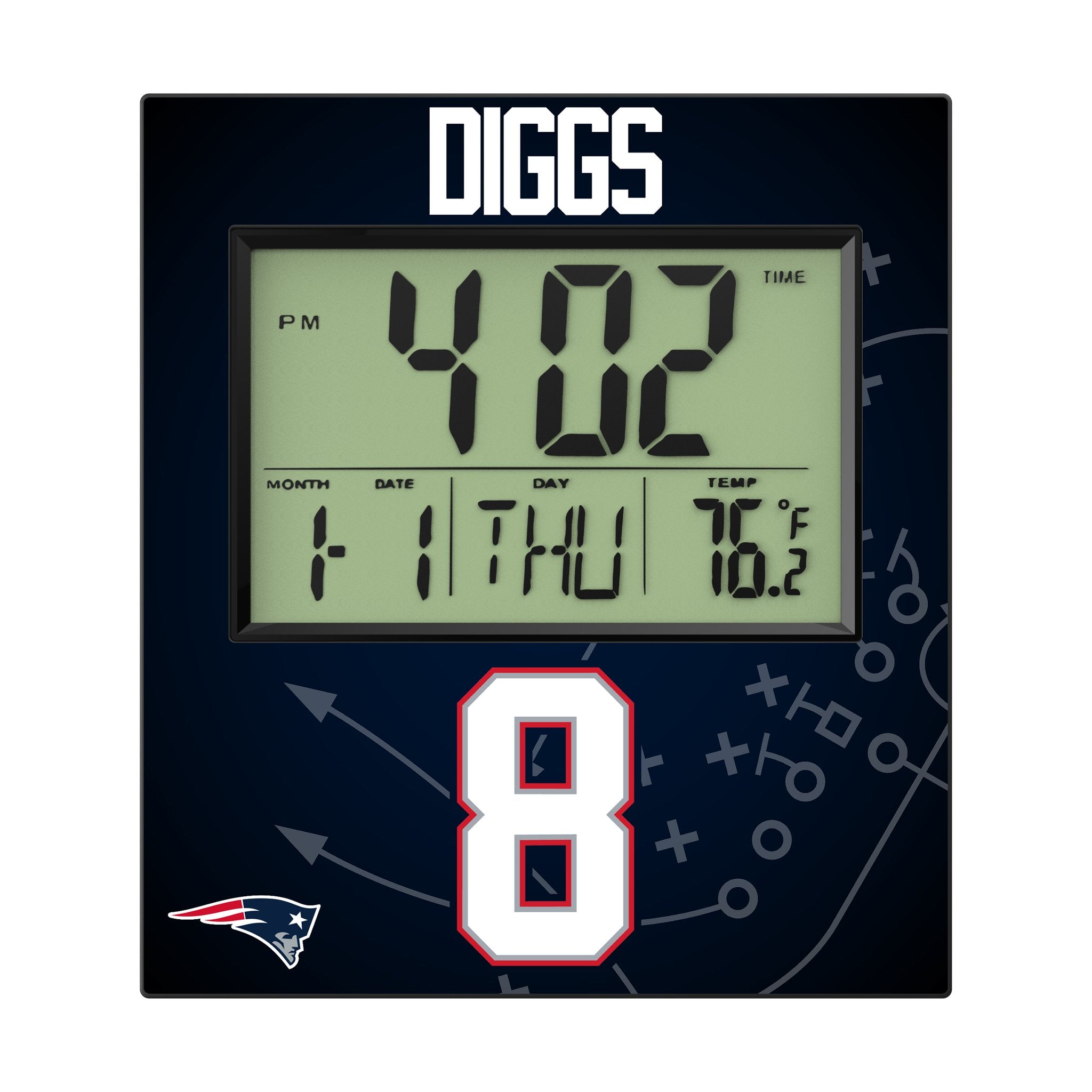 Stefon Diggs New England Patriots 8 Game Tactic Wall Clock - Sports Gifts, Sports Memorabilia, Sports Collectibles, Fan Shop
