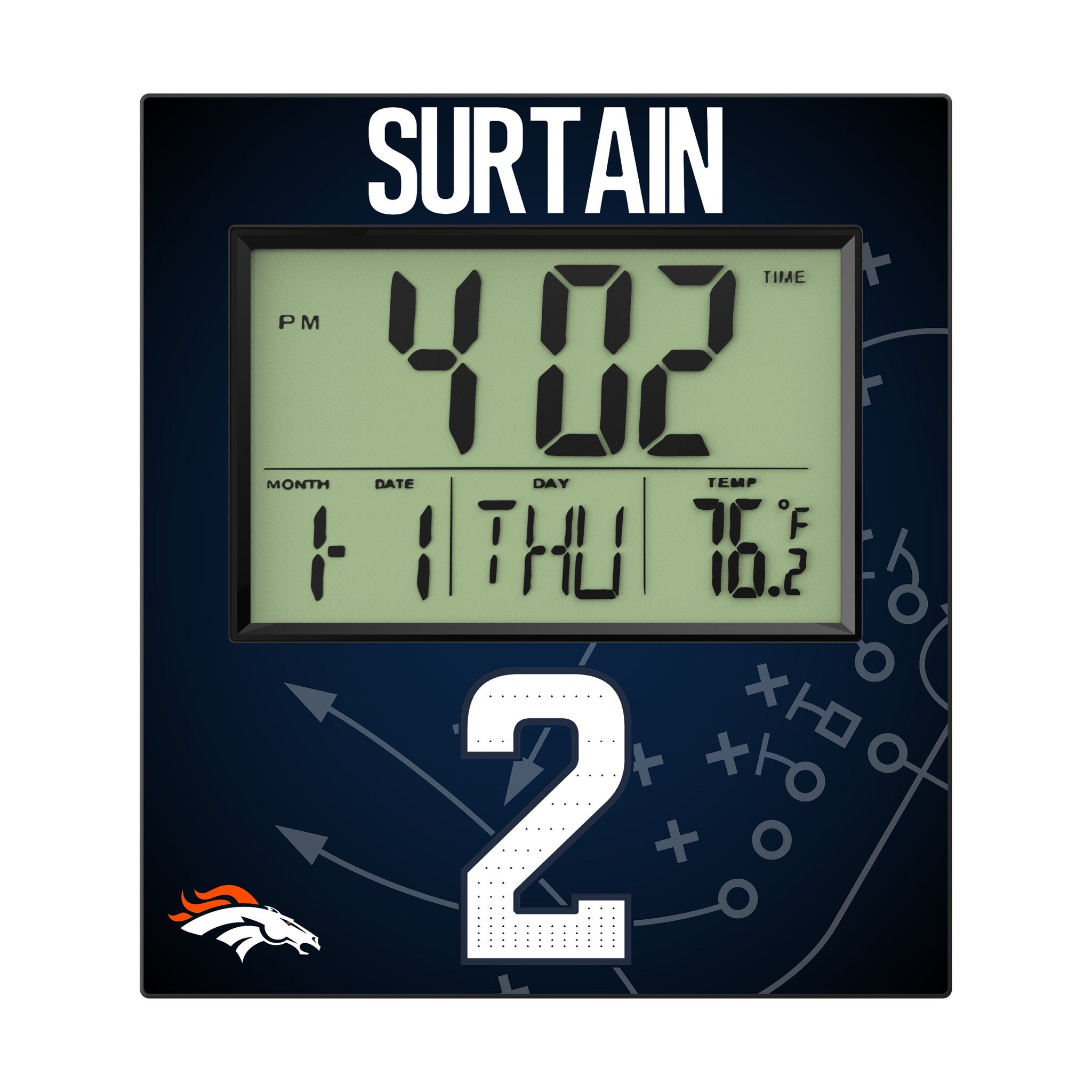 Pat Surtain II Denver Broncos 2 Game Tactic Wall Clock - Sports Gifts, Sports Memorabilia, Sports Collectibles, Fan Shop