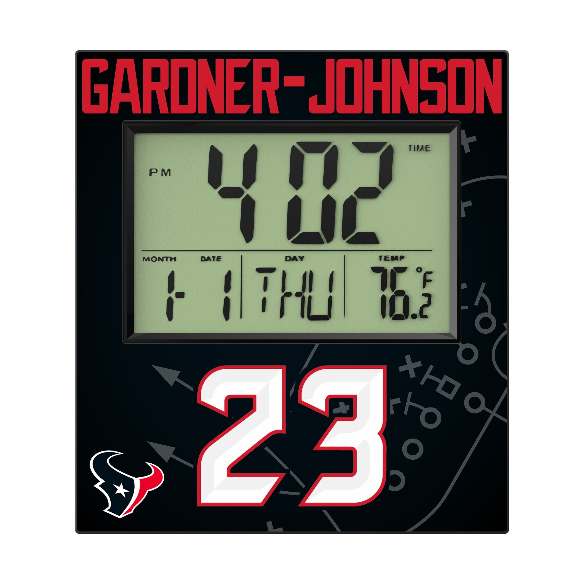 C.J. Gardner-Johnson Houston Texans 23 Game Tactic Wall Clock - Sports Gifts, Sports Memorabilia, Sports Collectibles, Fan Shop