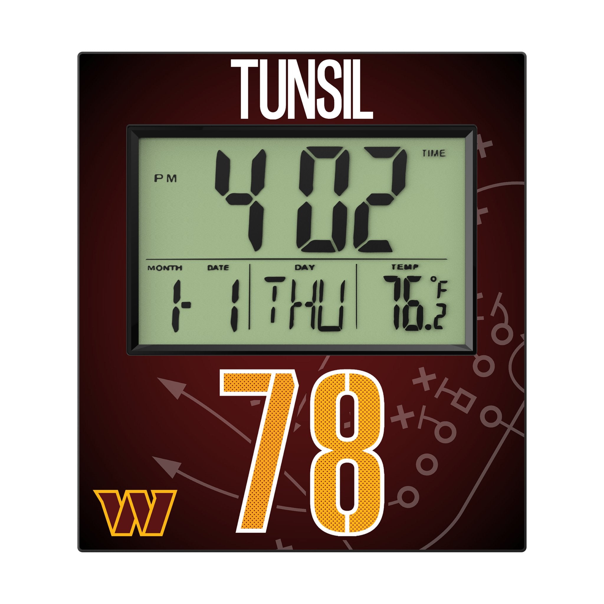 Laremy Tunsil Washington Commanders 78 Game Tactic Wall Clock - Sports Gifts, Sports Memorabilia, Sports Collectibles, Fan Shop