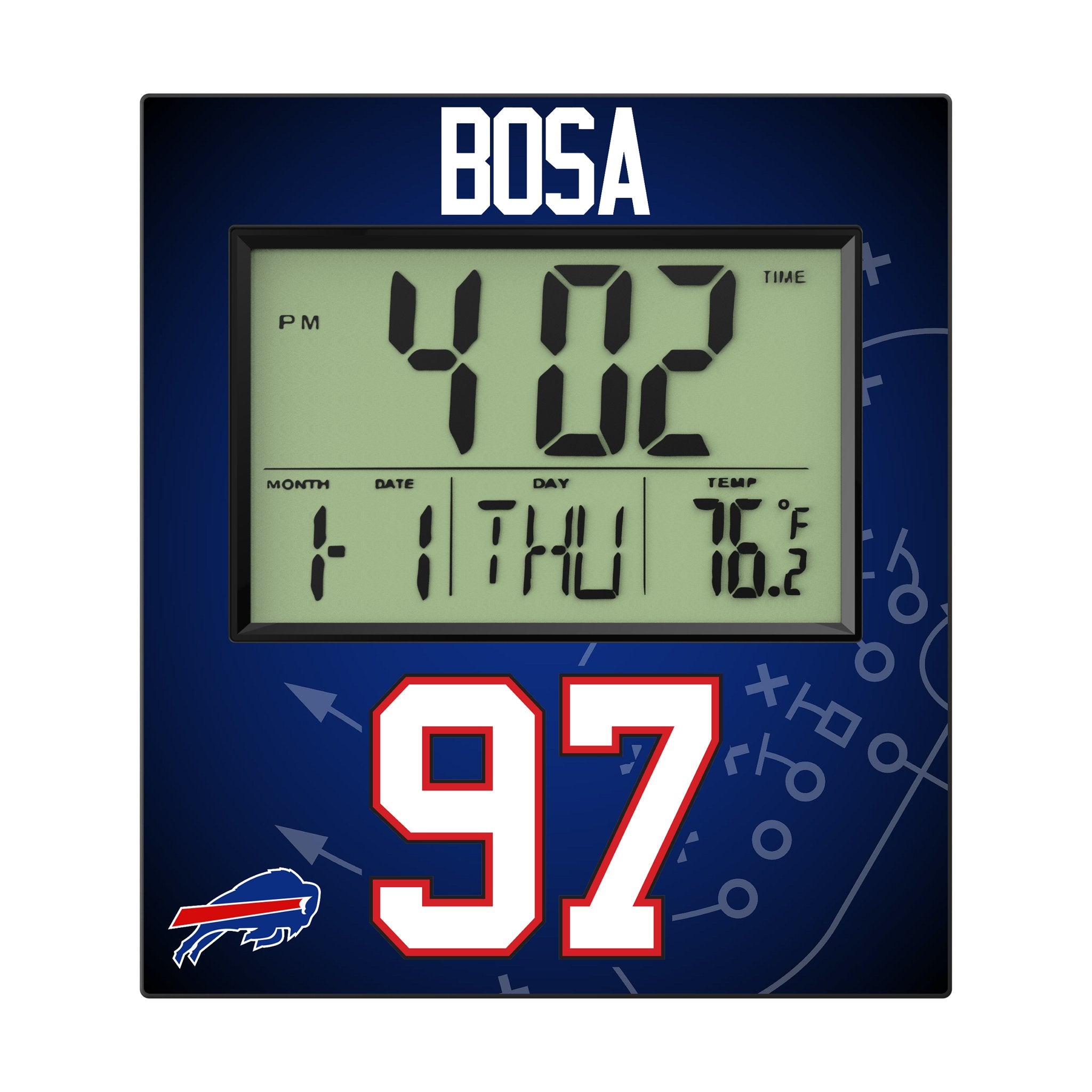 Joey Bosa Buffalo Bills 97 Game Tactic Wall Clock - Sports Gifts, Sports Memorabilia, Sports Collectibles, Fan Shop