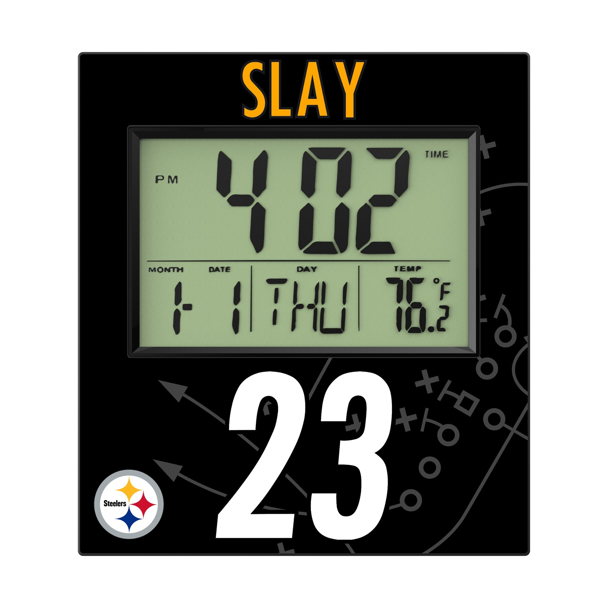 Darius Slay Pittsburgh Steelers 23 Game Tactic Wall Clock - Sports Gifts, Sports Memorabilia, Sports Collectibles, Fan Shop