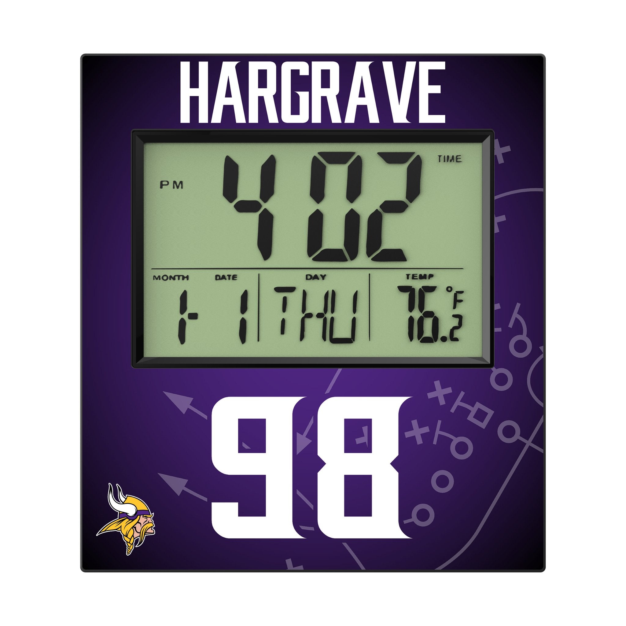 Javon Hargrave Minnesota Vikings 98 Game Tactic Wall Clock - Sports Gifts, Sports Memorabilia, Sports Collectibles, Fan Shop