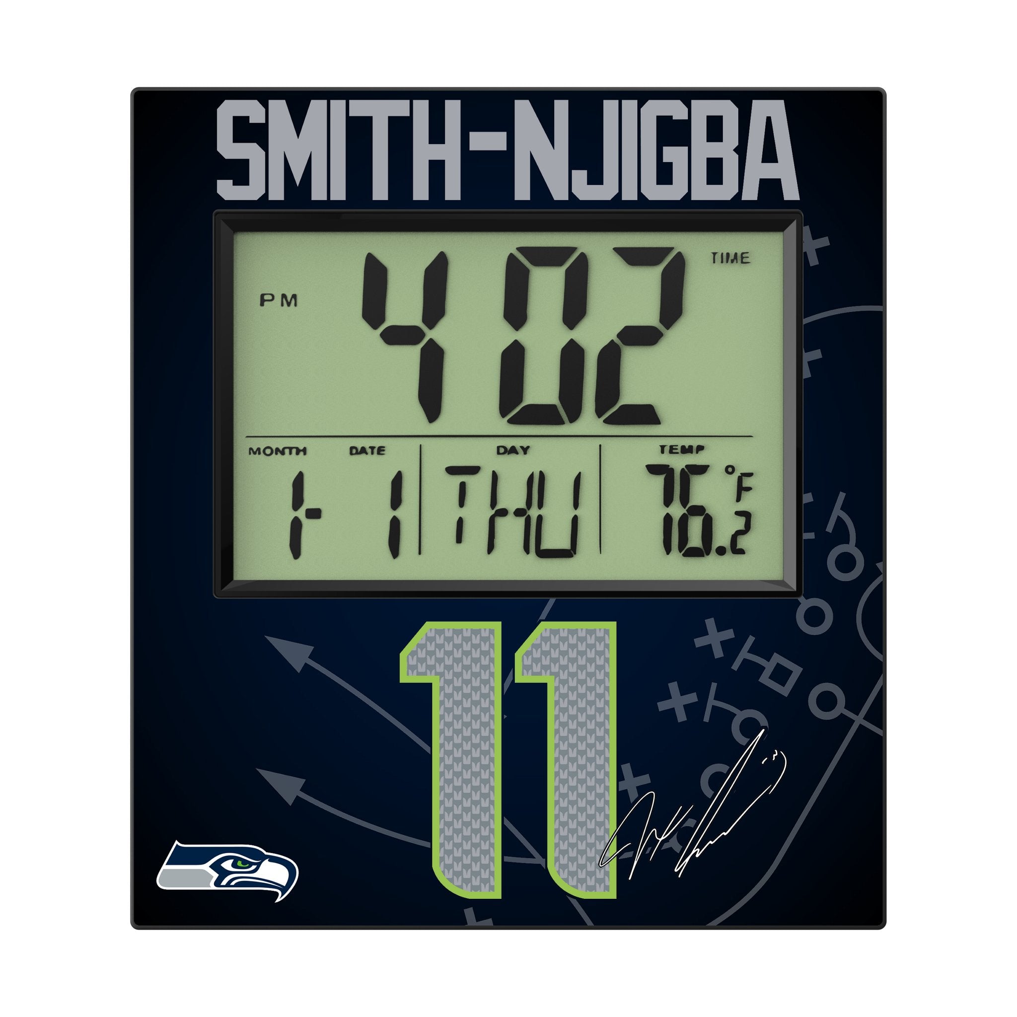 Jaxon Smith-Njigba Seattle Seahawks 11 Game Tactic Wall Clock - Sports Gifts, Sports Memorabilia, Sports Collectibles, Fan Shop