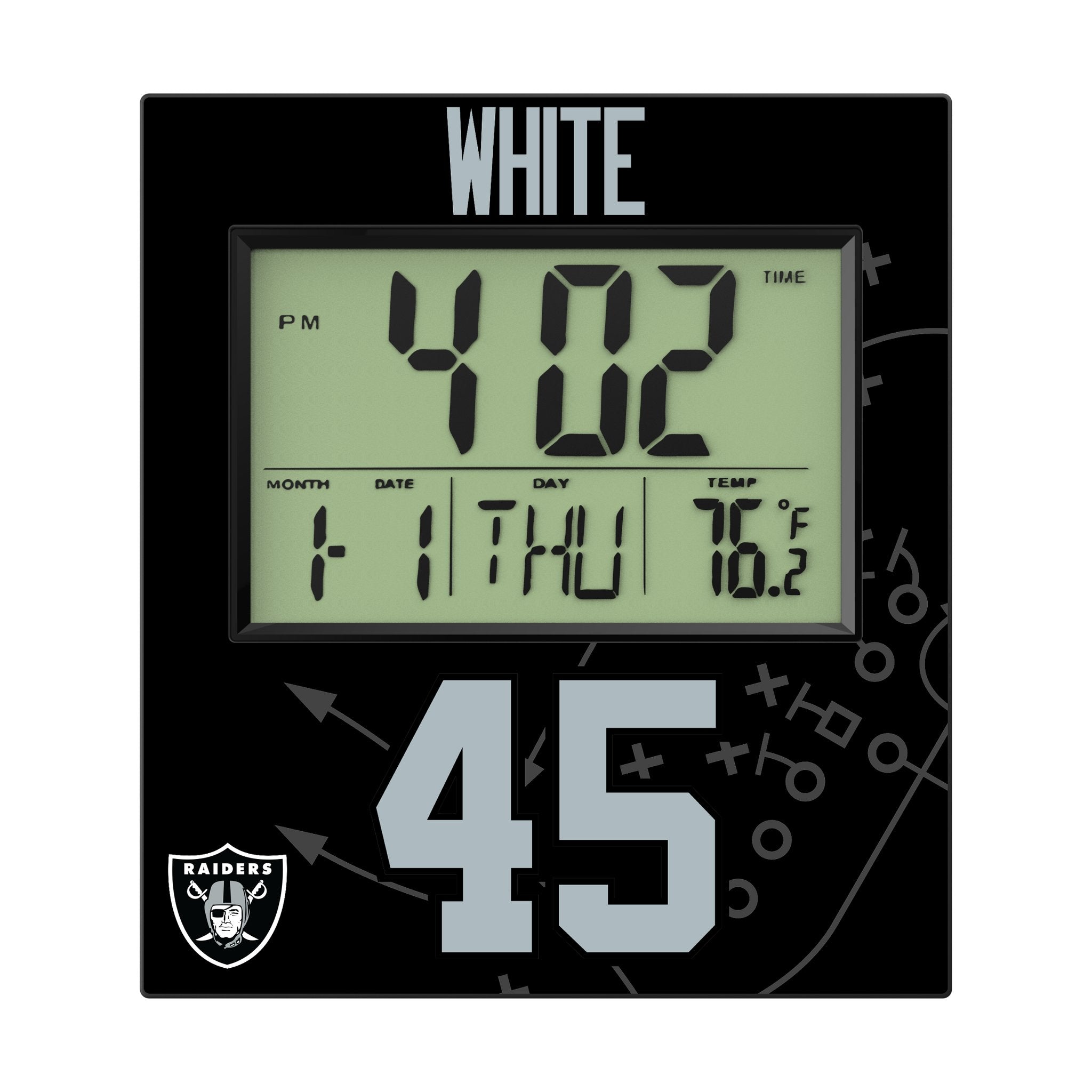Devin White Las Vegas Raiders 45 Game Tactic Wall Clock - Sports Gifts, Sports Memorabilia, Sports Collectibles, Fan Shop