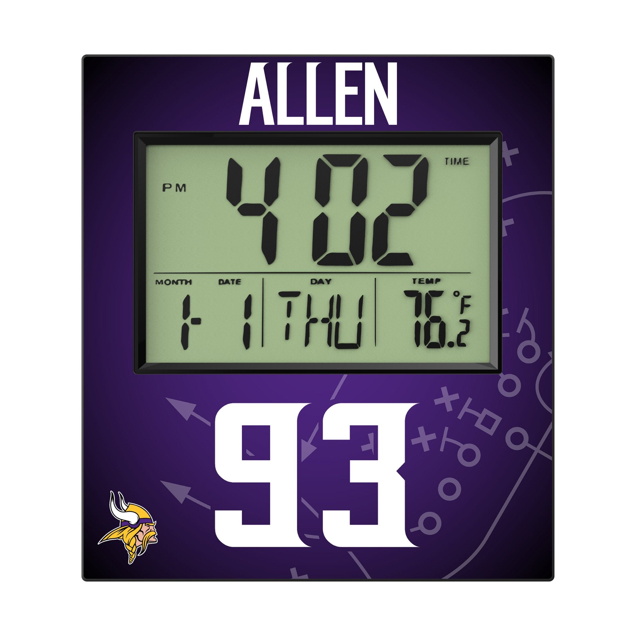 Jonathan Allen Minnesota Vikings 93 Game Tactic Wall Clock - Sports Gifts, Sports Memorabilia, Sports Collectibles, Fan Shop