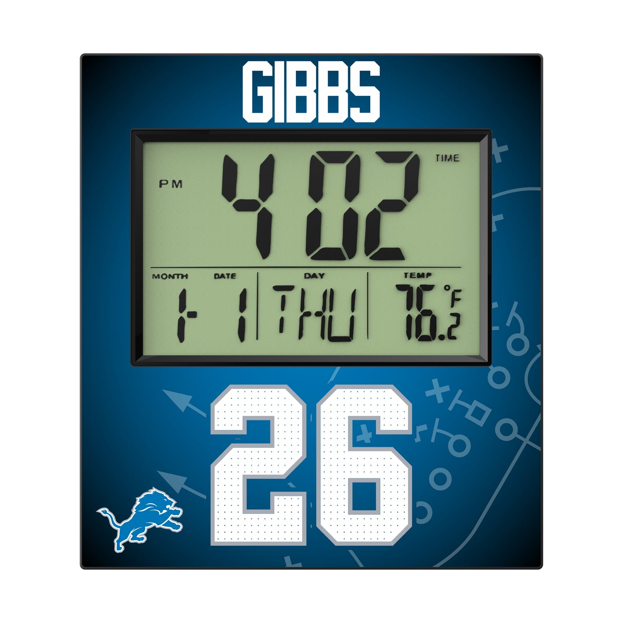 Jahmyr Gibbs Detroit Lions 26 Game Tactic Wall Clock - Sports Gifts, Sports Memorabilia, Sports Collectibles, Fan Shop