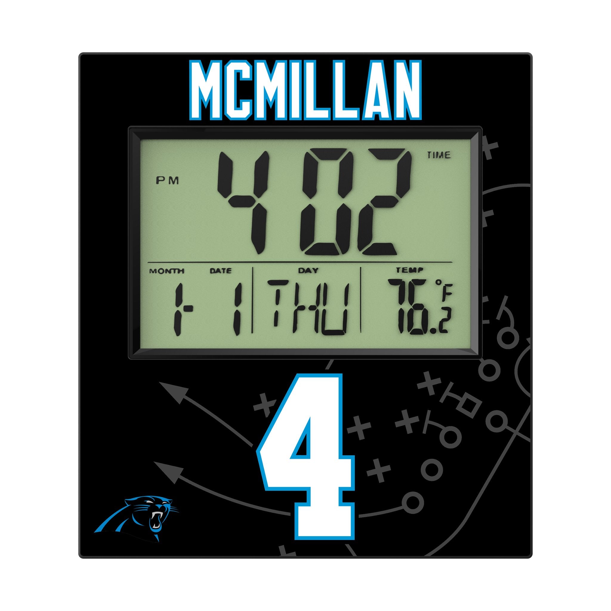 Tetairoa McMillan Carolina Panthers 4 Game Tactic Wall Clock - Sports Gifts, Sports Memorabilia, Sports Collectibles, Fan Shop