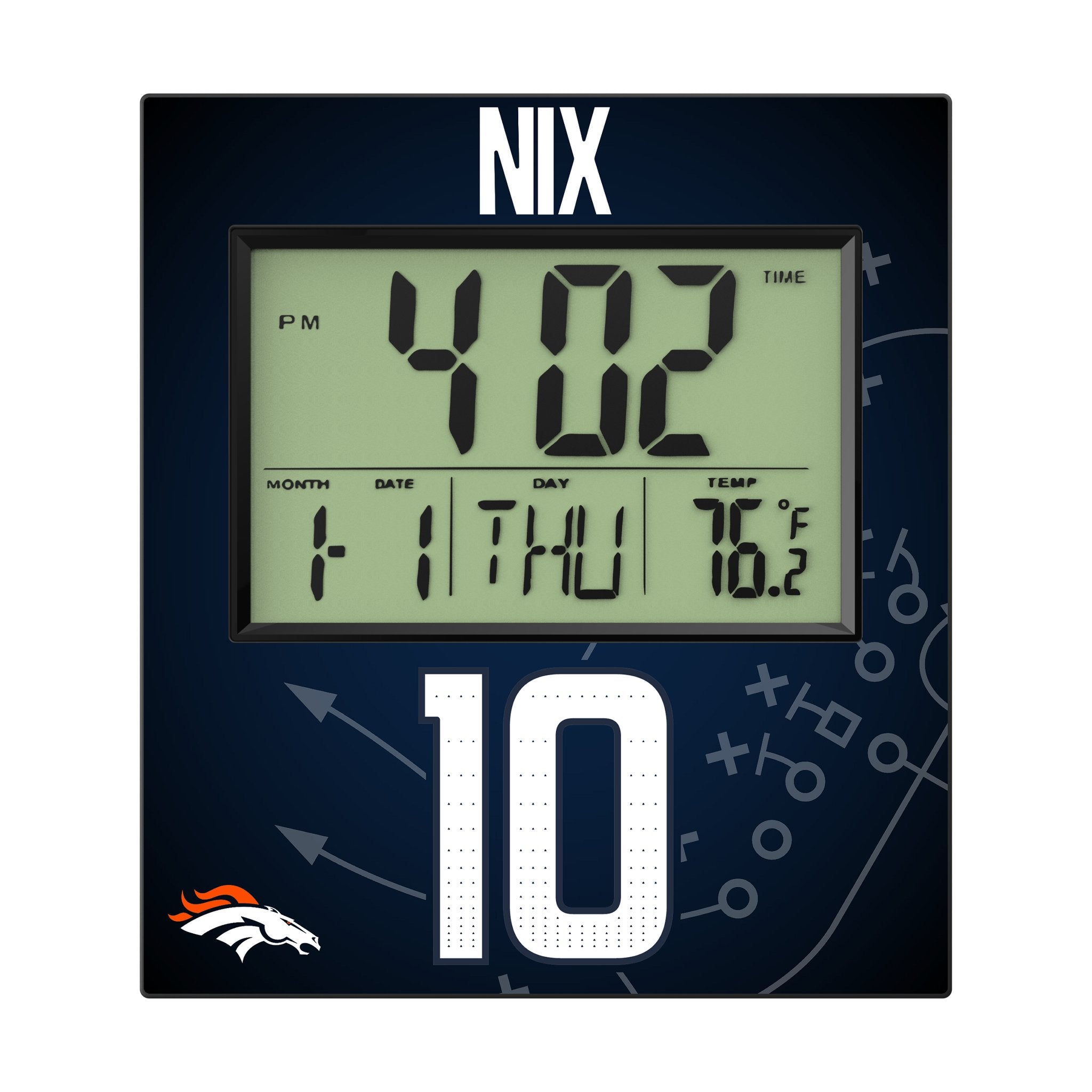 Bo Nix Denver Broncos 10 Game Tactic Wall Clock - Sports Gifts, Sports Memorabilia, Sports Collectibles, Fan Shop