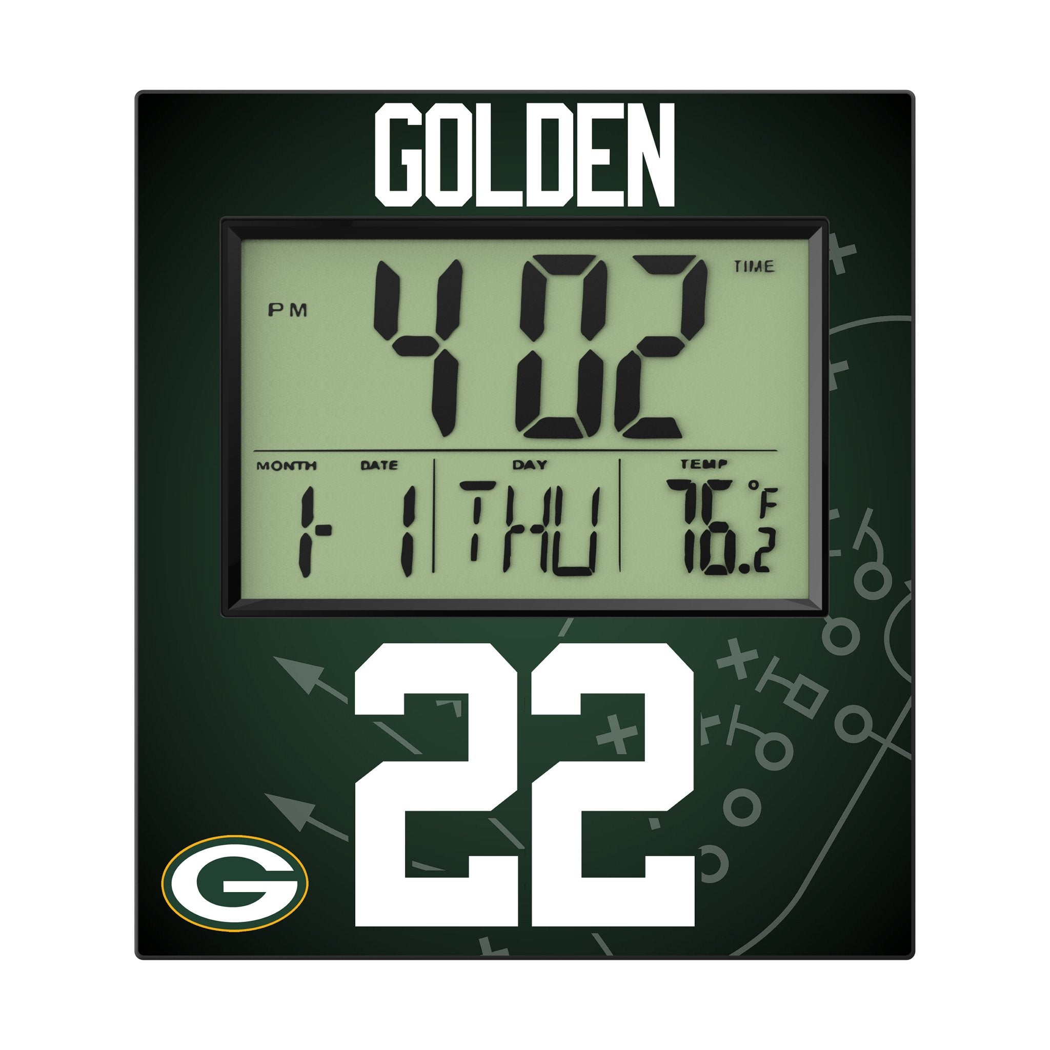 Matthew Golden Green Bay Packers 22 Game Tactic Wall Clock - Sports Gifts, Sports Memorabilia, Sports Collectibles, Fan Shop